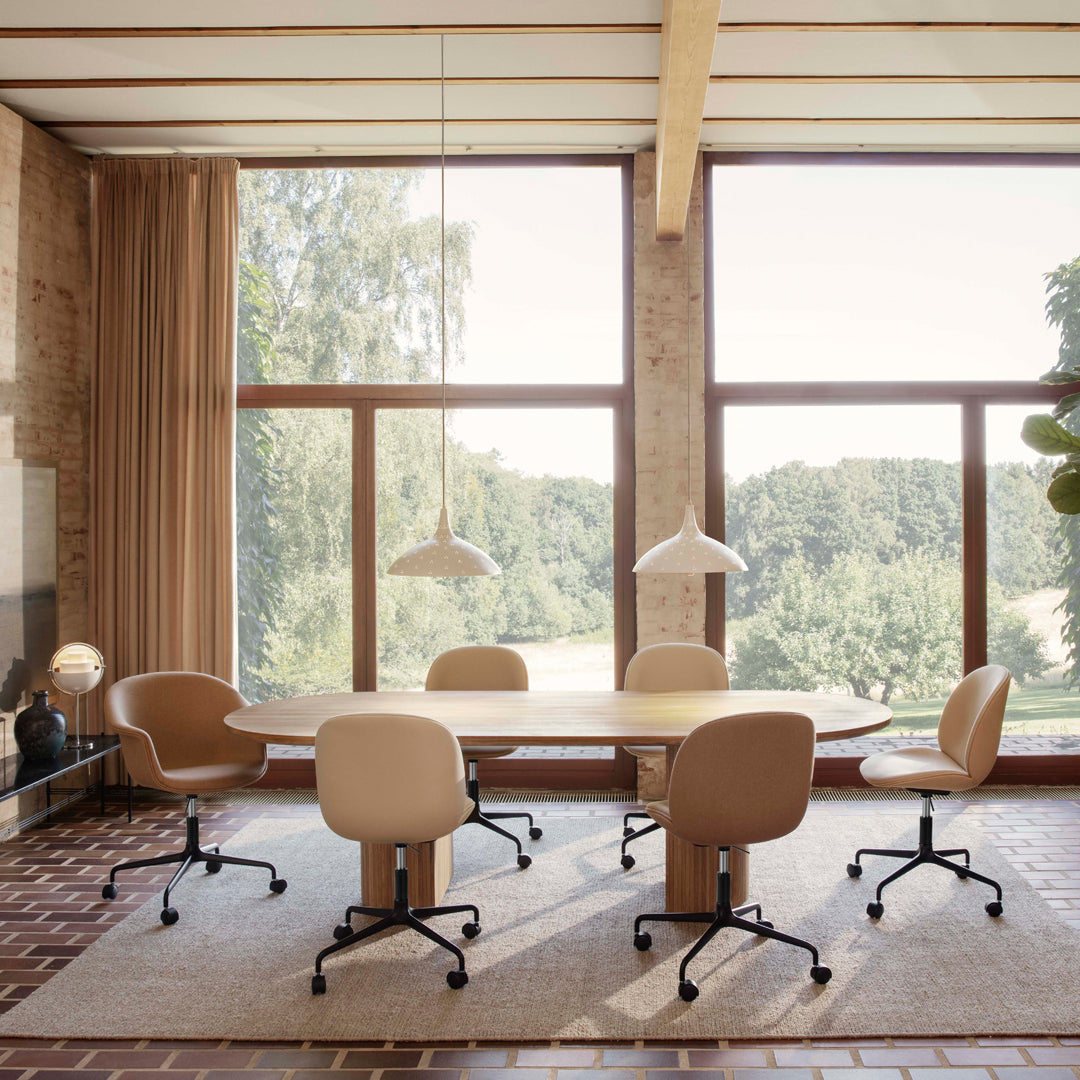 Ergonomic Beetle Meeting Chair with 4-Star Base & Casters - Height Adjustable, Front Upholstered & Veneer Shell - Perfect for Office, Conference Rooms & Home Workspaces