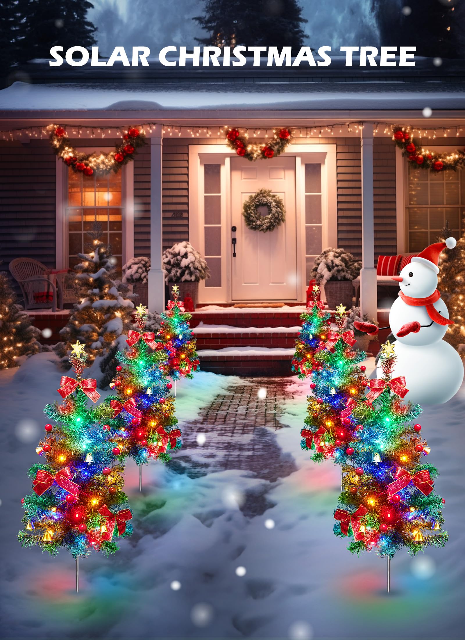 2 Pack 30 Inch Solar Christmas Tree Outdoor Decorations - Solar Powered Xmas Yard Pathway Trees for Sidewalk, Driveway, Walkway, Grave & Cemetery - Perfect for Holiday, Garden, and Seasonal Outdoor Lighting