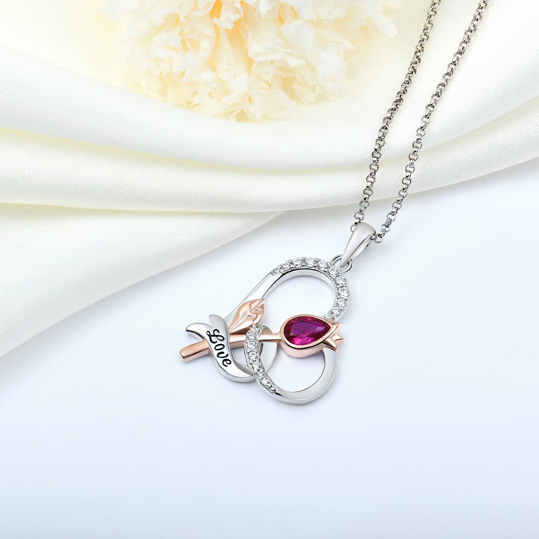 JO WISDOM 925 Sterling Silver Rose Necklace for Women - Infinity Heart Cross Pendant with Rose Gold Flower & 3A Cubic Zirconia - Elegant Gift for Mother, Wife, Girlfriend - Perfect for Valentine's Day, Anniversary, Birthday & Special Occasions