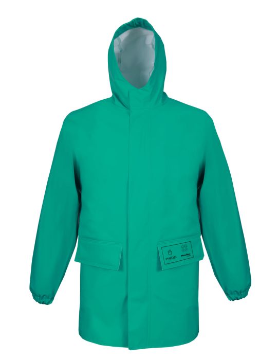 Pros Chemical Resistant Jacket - Heavy Duty Green Safety Workwear for Hazardous Environments - Ideal for Lab Technicians, Industrial Workers & Chemical Handling Professionals