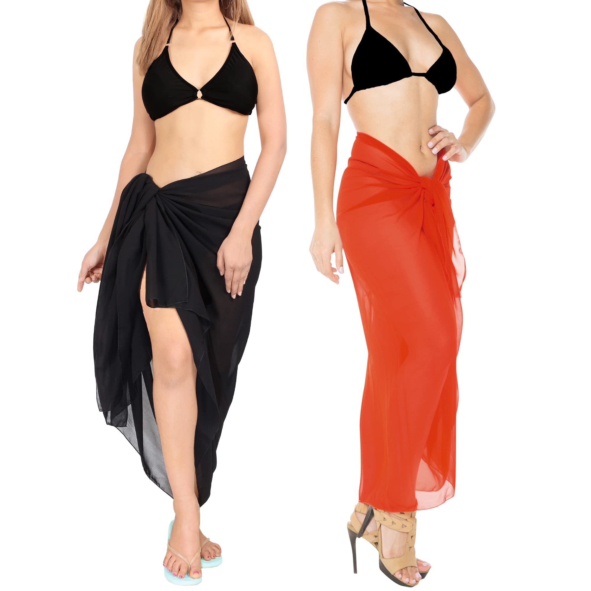LA LEELA Women's Beach Cover Up - Flowy Maxi Sarong Wrap, Bandeau Pareo Swimsuit Cover, One Size Fits Most - Perfect for Poolside, Tropical Vacations & Summer Getaways