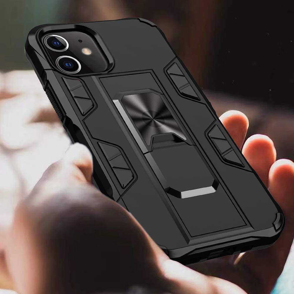 Military Grade Shockproof iPhone 12/12 Pro Case with Tempered Glass Screen Protector & Kickstand - Perfect for Outdoor Adventures, Work, and Daily Protection