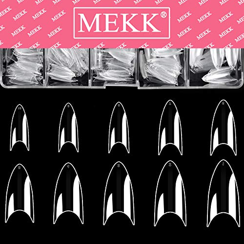 Premium Clear Short Stiletto Acrylic Nail Tips - 600PCS Half Cover False Nails for Salon & DIY Nail Art (10 Sizes) - Perfect for Home Manicures, Bridal Nails & Party Glam Looks