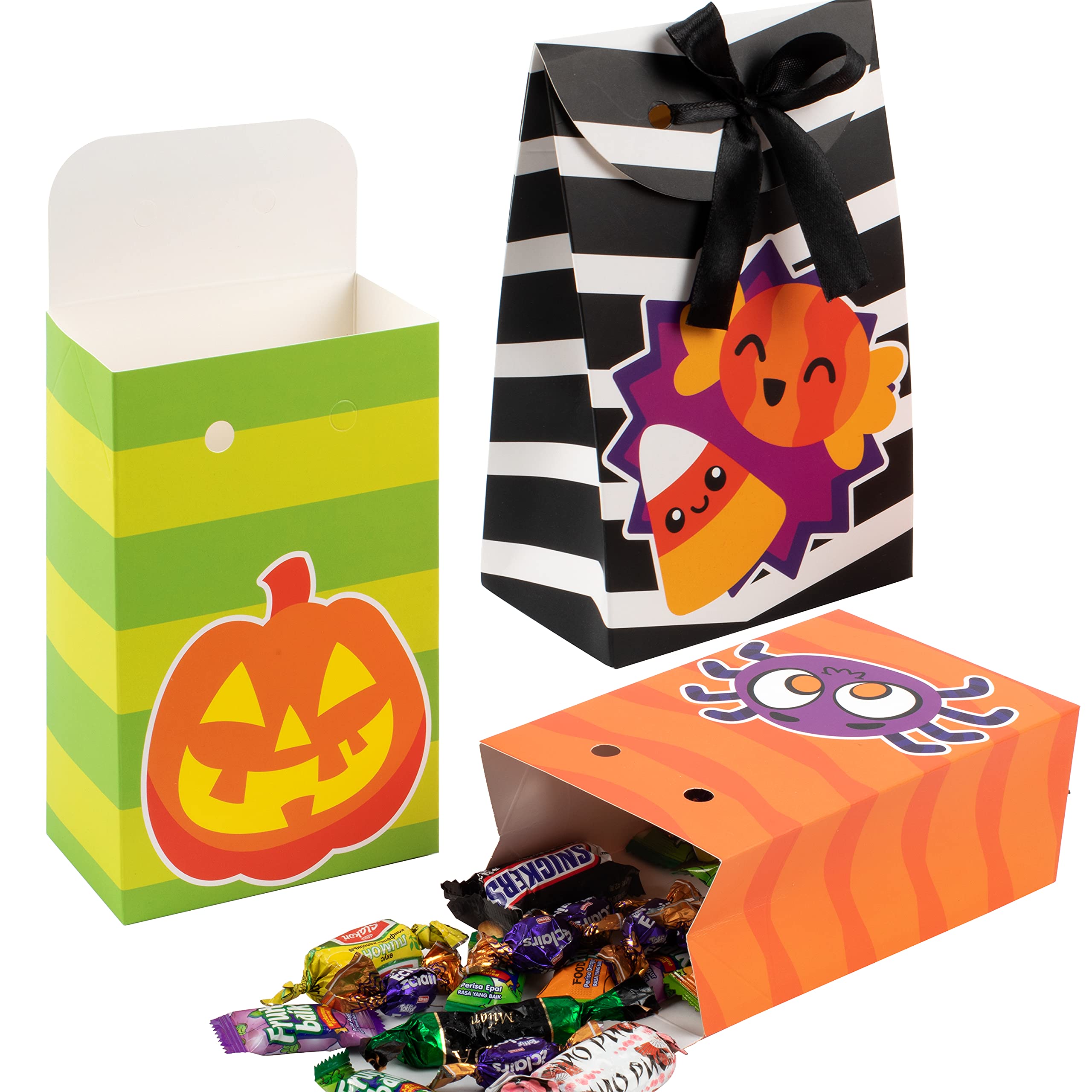 JOYIN Halloween Candy Bags - 12 Pack Treat Boxes with Ribbon for Trick or Treat, Party Favors & Sweet Goodie Bags | Perfect for Halloween Parties, Classroom Treats & Neighborhood Candy Distribution
