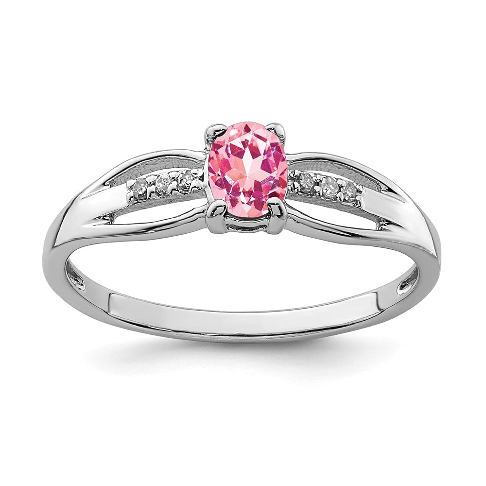 925 Sterling Silver Diamond & Pink Tourmaline Ring for Women - Elegant Fine Jewelry Gift for Her (Perfect for Anniversaries, Birthdays & Valentine's Day)