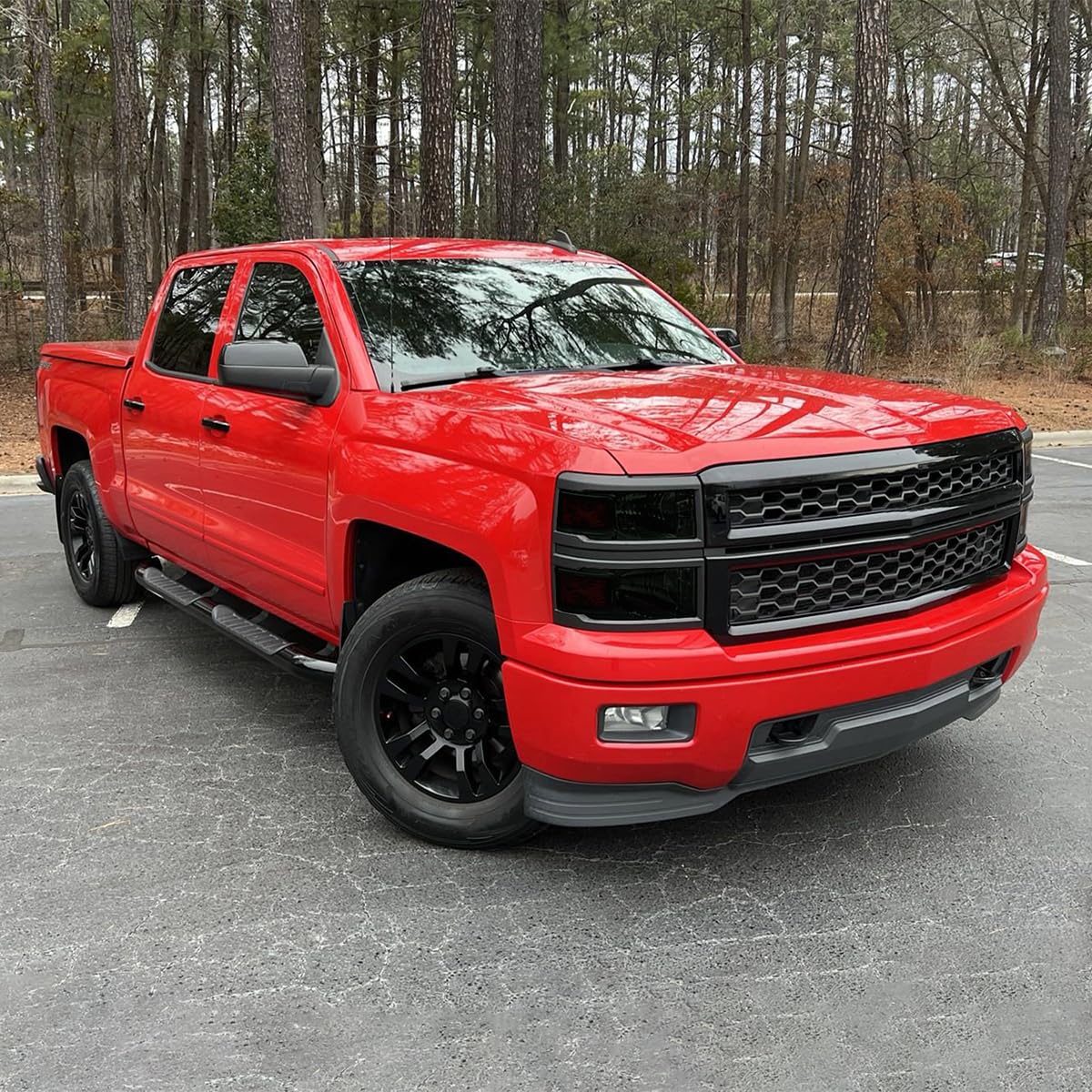 Spec-D Tuning Smoke Headlights with Black Trim for 2014-2015 Chevy Silverado 1500 - Left & Right Pair Headlight Assembly - Upgrade Your Truck's Style & Night Visibility (Perfect for Off-Roading & Night Driving)