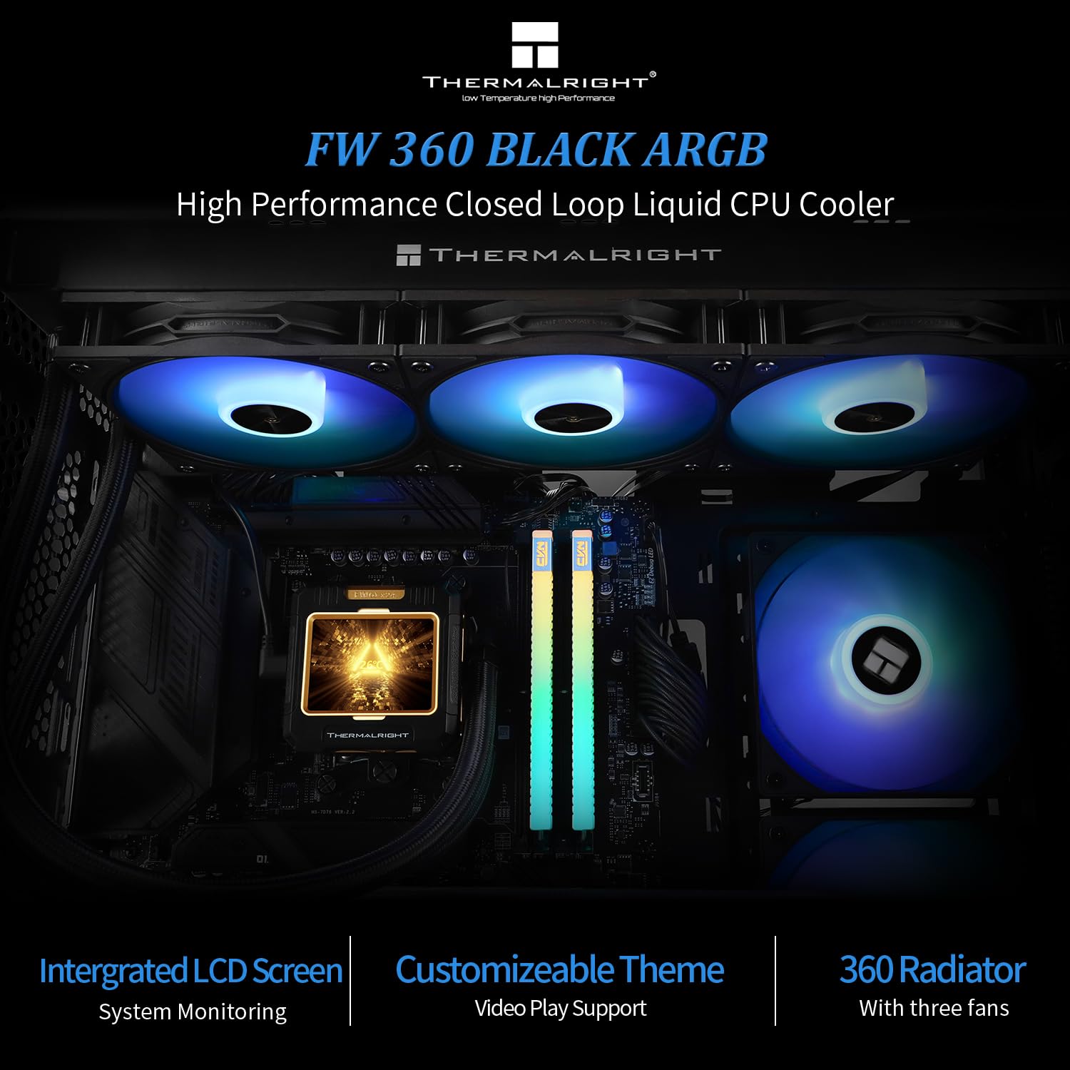 Thermalright FW360 Black ARGB 360mm CPU Liquid Cooler with 2.4