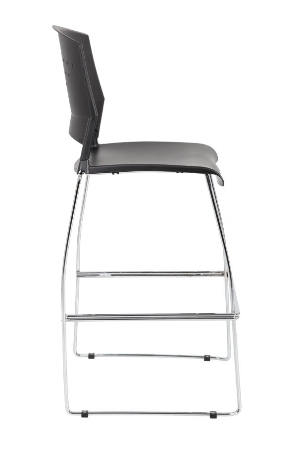 Premium Boss Black Stackable Stool Set of 2 - Chrome Metal Frame Bar Stools for Kitchen Island, Breakfast Nook & Home Decor - Modern Dining & Bar Height Seating - Model B16400 BK 2