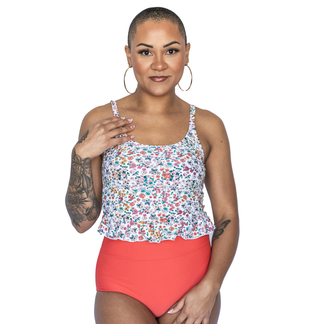 Women's Scoop Neck Peplum Tankini Top - Flattering Swimwear for Beach & Pool - Perfect for Summer Vacations and Resort Wear