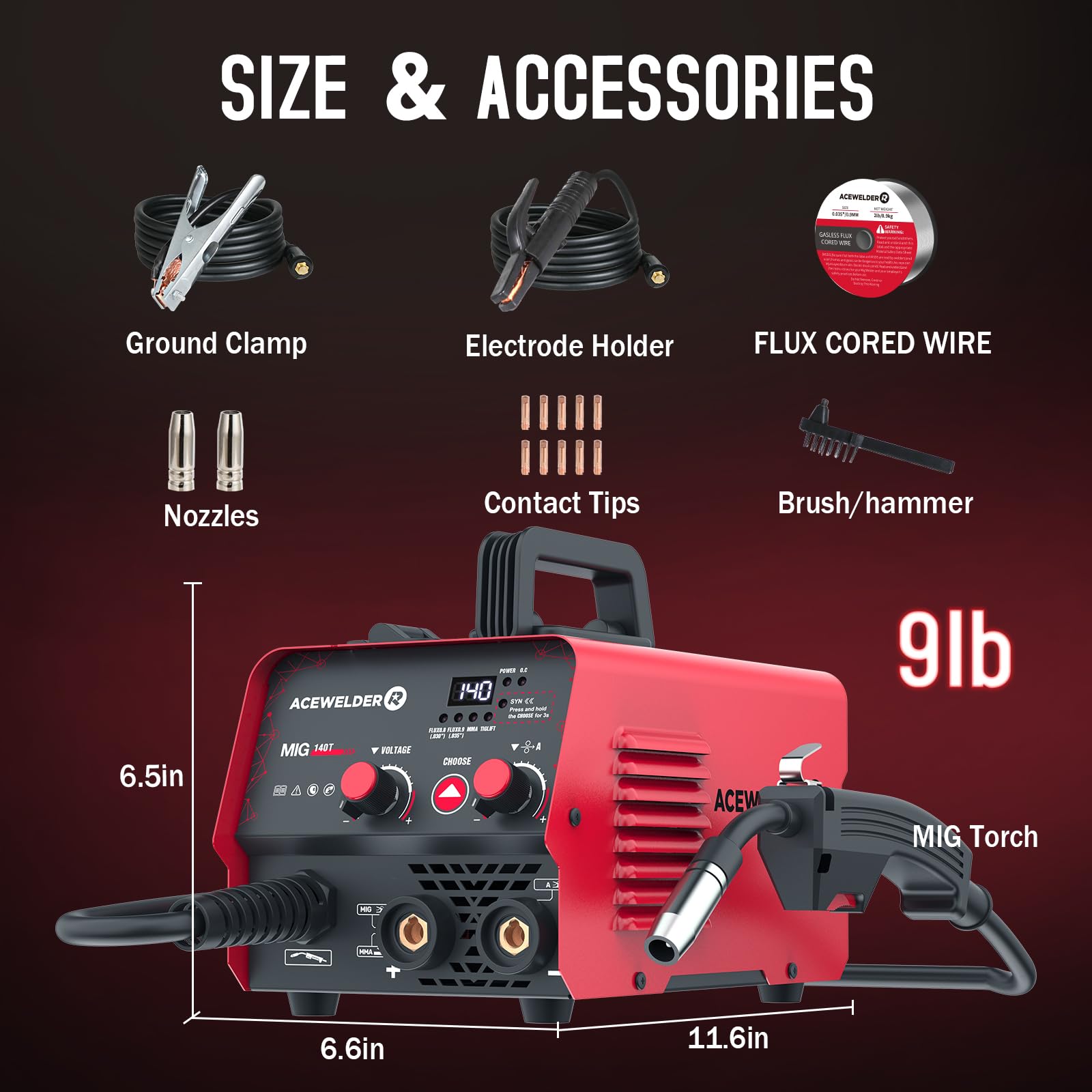 140A Gasless Flux Core MIG Welder with Lift TIG & Stick - 3-in-1 Multi-Process Welding Machine, 110V Portable IGBT Inverter Synergy Welder for DIY, Home Repairs & Metal Fabrication Projects