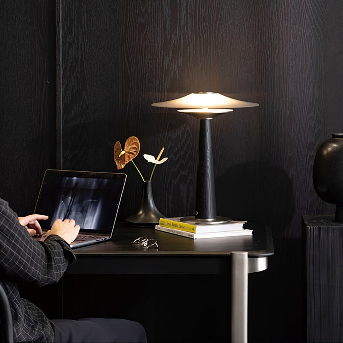 Kizu Peak Table Lamp - Modern LED Nightstand Light with Touch Control, Dimmable Warm White for Bedroom, Living Room, Office - Perfect for Reading, Relaxing & Decor