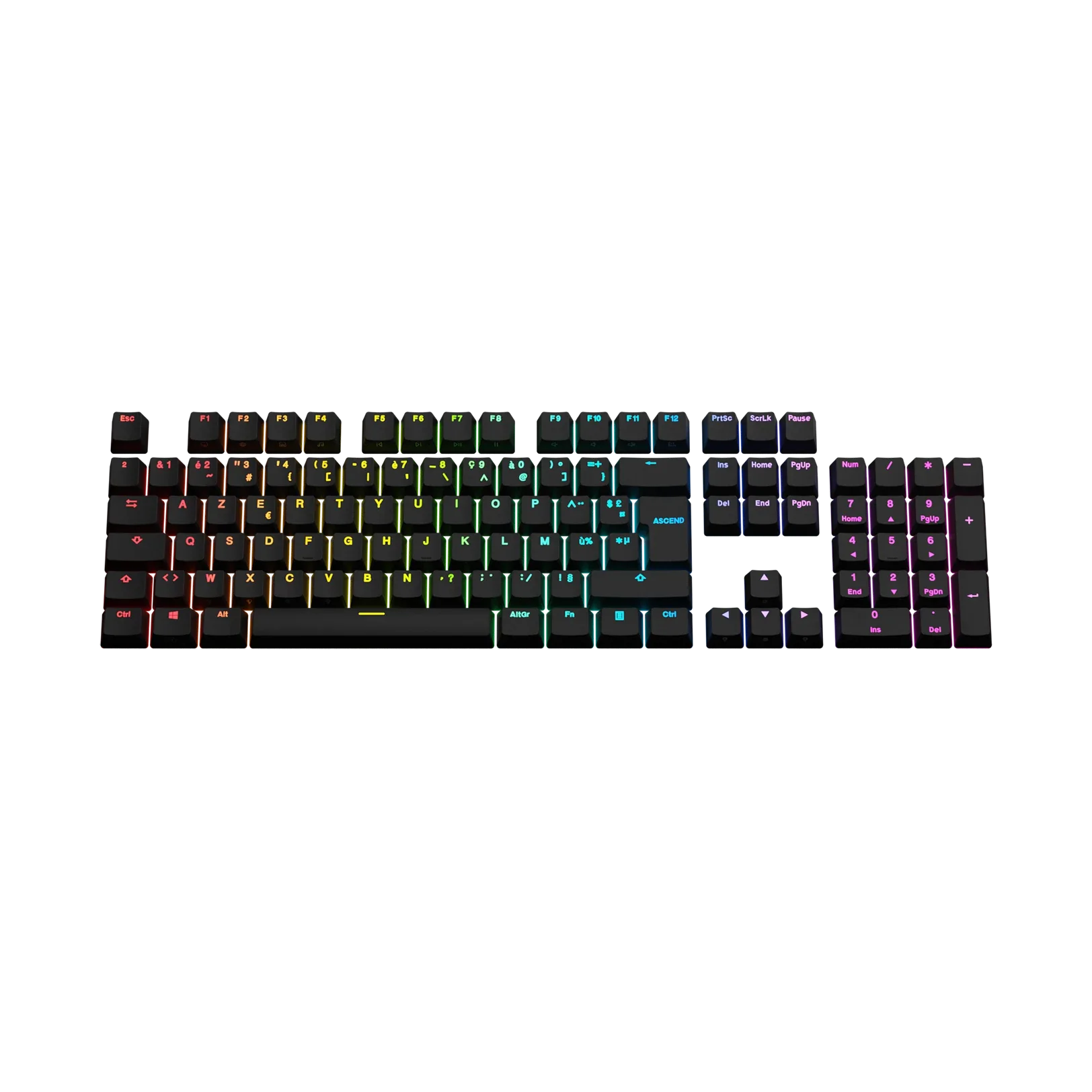 Backlit Black FR Keycaps for Mechanical Keyboards - Perfect for Gaming, Typing & Custom Builds