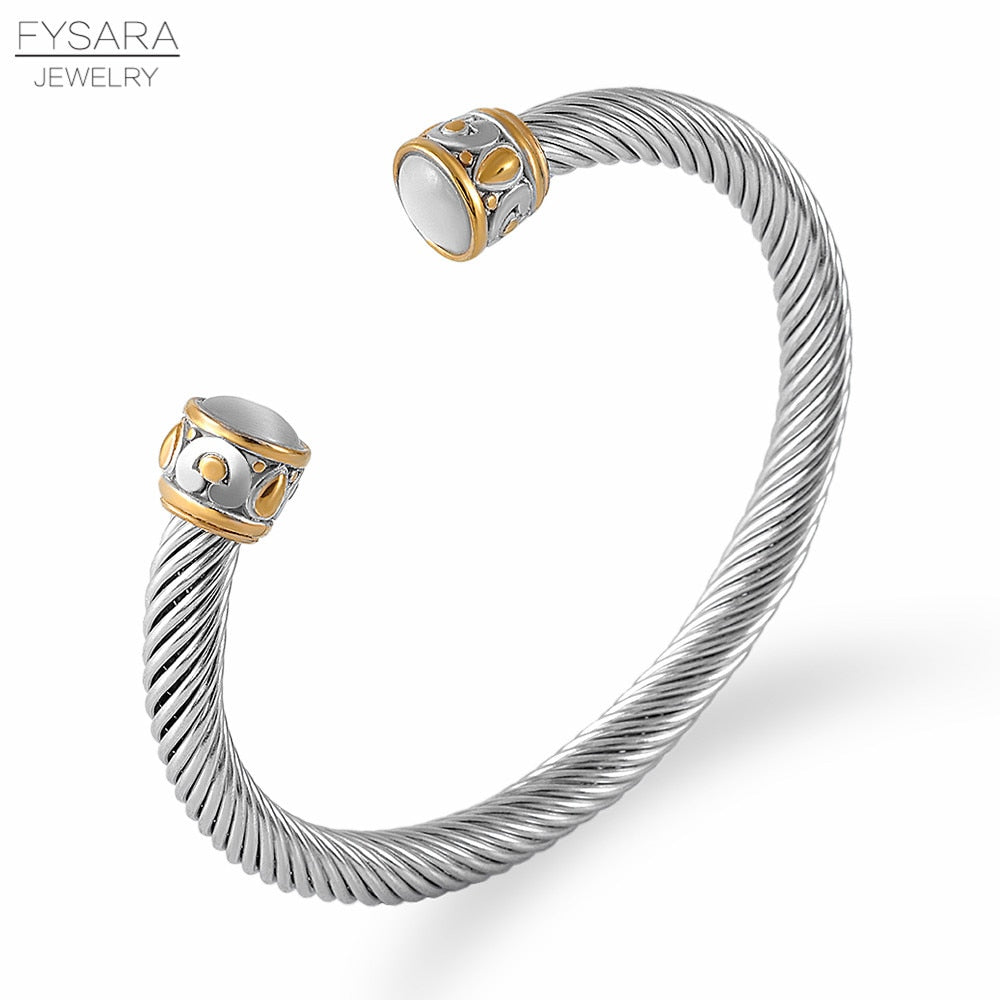 Twisted Cable Wire Bangle Cuff Bracelets for Women - Fashion Jewelry for Casual & Formal Wear - Perfect for Office, Party & Everyday Accessories