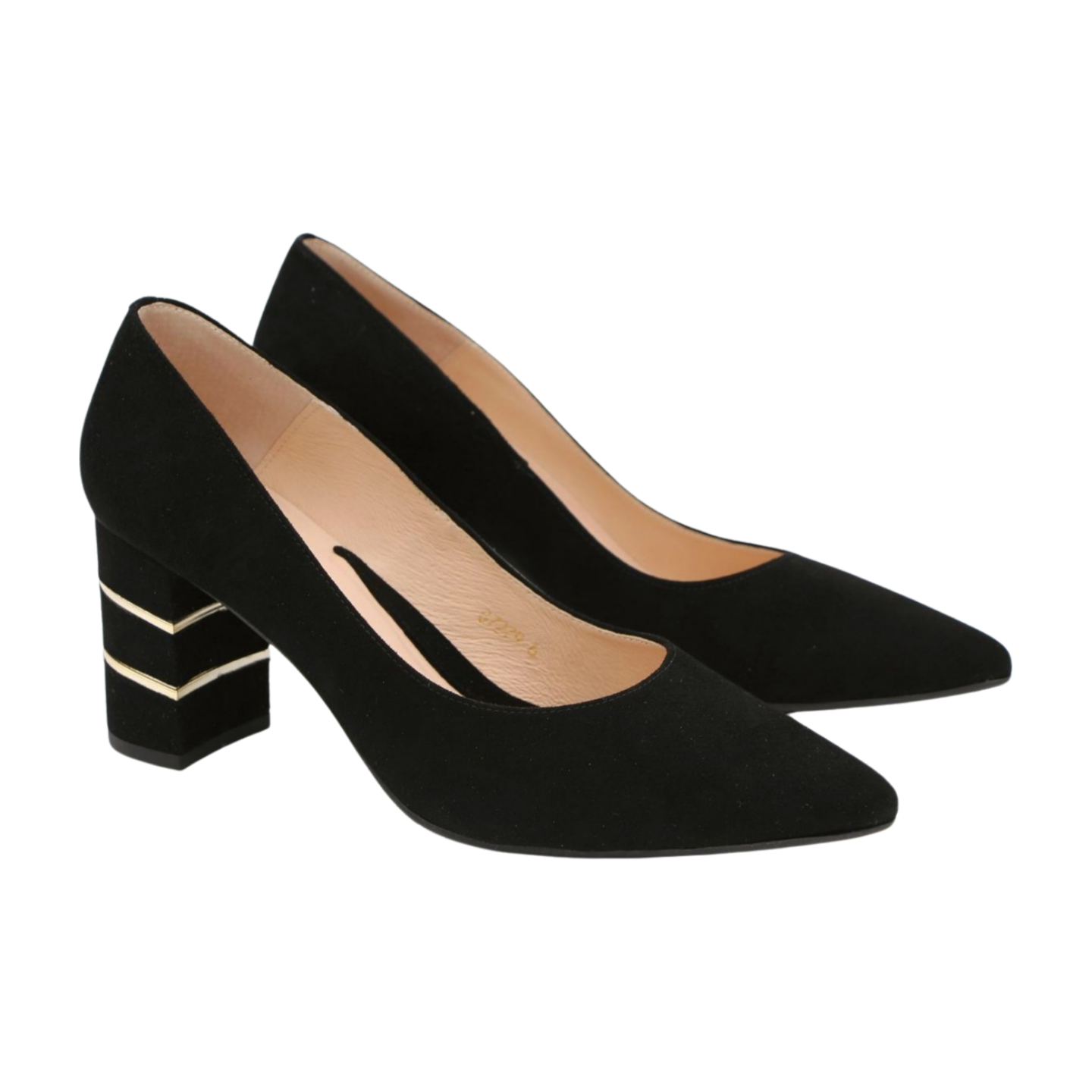 Fabucci Women's Black Suede Block Heel Court Shoes - Elegant Dress Pumps for Work, Party & Special Occasions