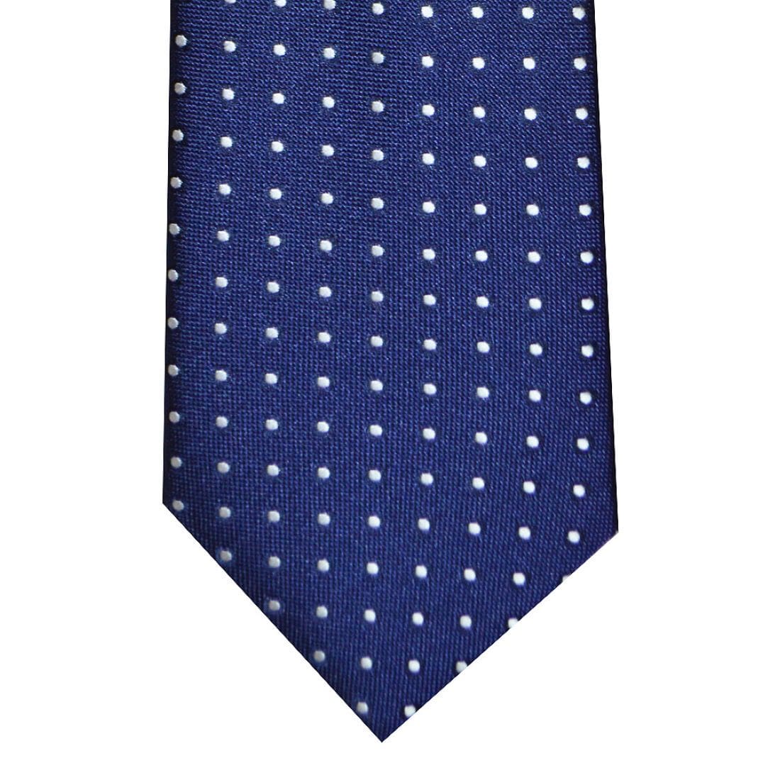 LA Smith Classic Navy White Polka Dots Tie for Men | Premium Silk Necktie | Business Formal & Wedding Accessories | Perfect for Office, Interviews & Special Occasions