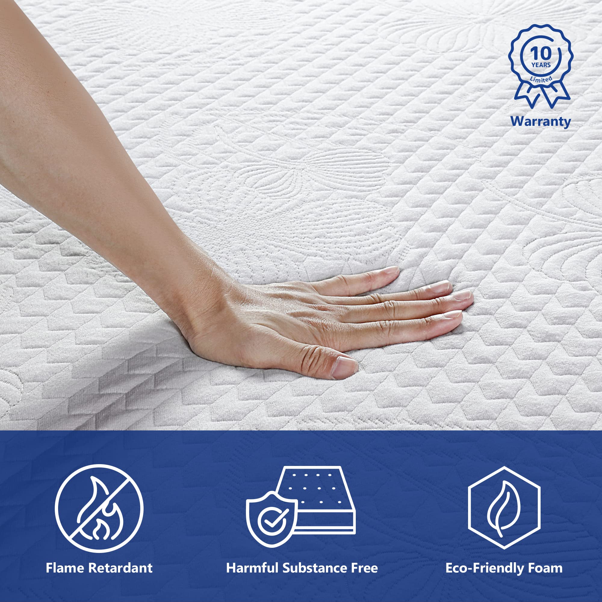 Olee Sleep 10 Inch Gel Infused Memory Foam Mattress - Twin Size, Cooling Blue Mattress for Back Pain Relief & Pressure Relief - Perfect for Kids Rooms, Guest Beds & Small Apartments