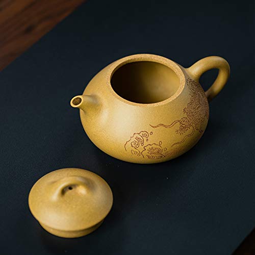 Handmade Chinese Yixing Purple Clay Teapot - 220cc Duan Ni Zisha Teapot with Carved Painting | Perfect for Gongfu Tea Ceremony & Daily Brewing