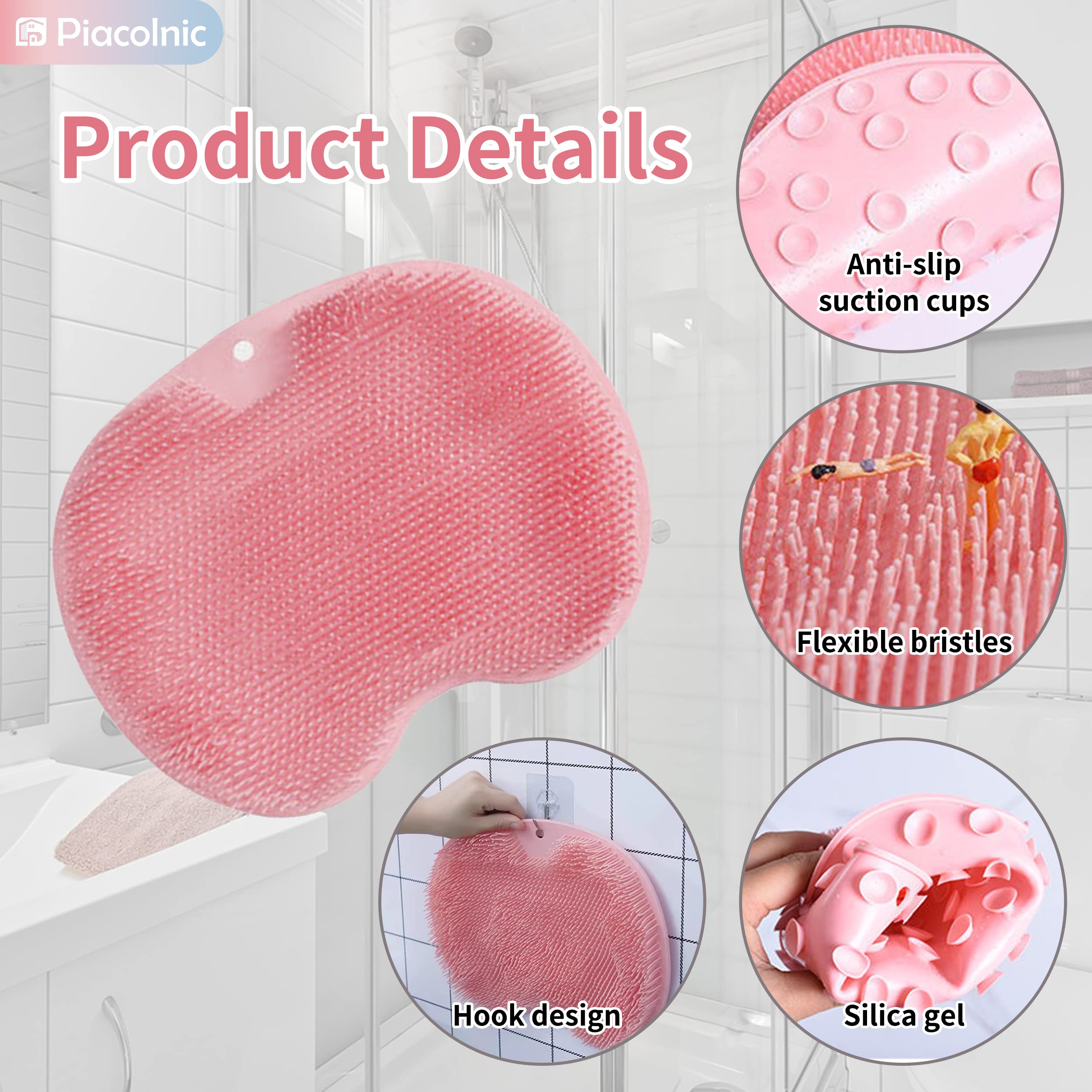 2-Pack Large Silicone Foot Scrubber with Suction Cups - Exfoliating Massage Brush for Shower & Bath - Acupressure Mat for Foot Care, Relaxation & Callus Removal - Perfect for Home Spa, Pedicure & Post-Workout Relief