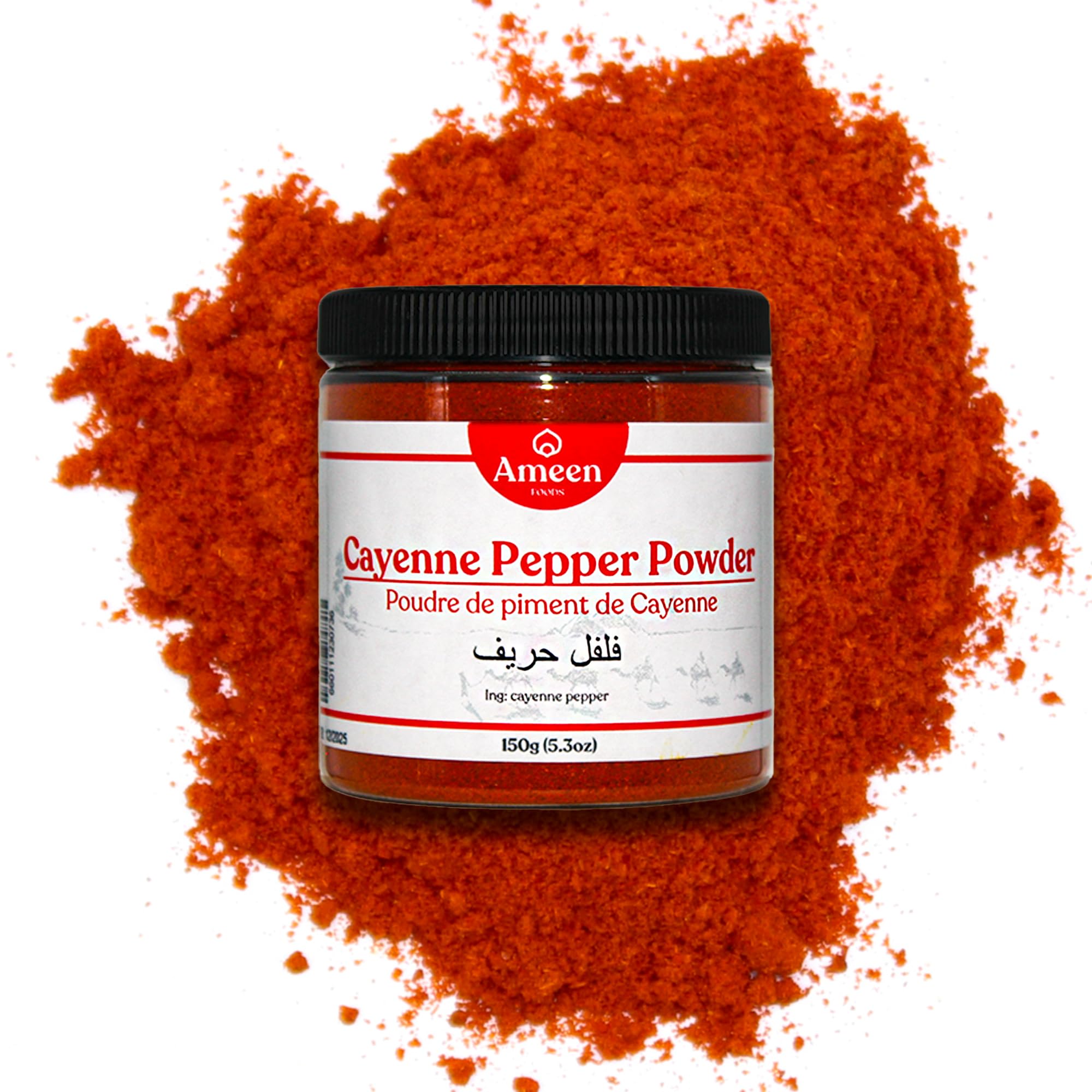 Premium Cayenne Pepper Powder 150g (5.3 oz) - Hot & Flavorful Chili Spice for Cooking, Seasoning, BBQ, Sauces - Ameen Foods Simply Best Spices - Perfect for Mexican, Indian & Cajun Dishes