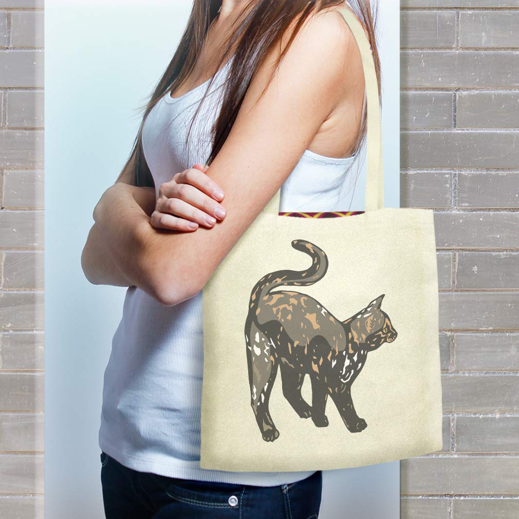 Custom Tortoiseshell Cat Canvas Tote Bag - Reusable Shopping & Beach Bag for Women (Black Design) - Perfect for Groceries, Travel & Eco-Friendly Outings