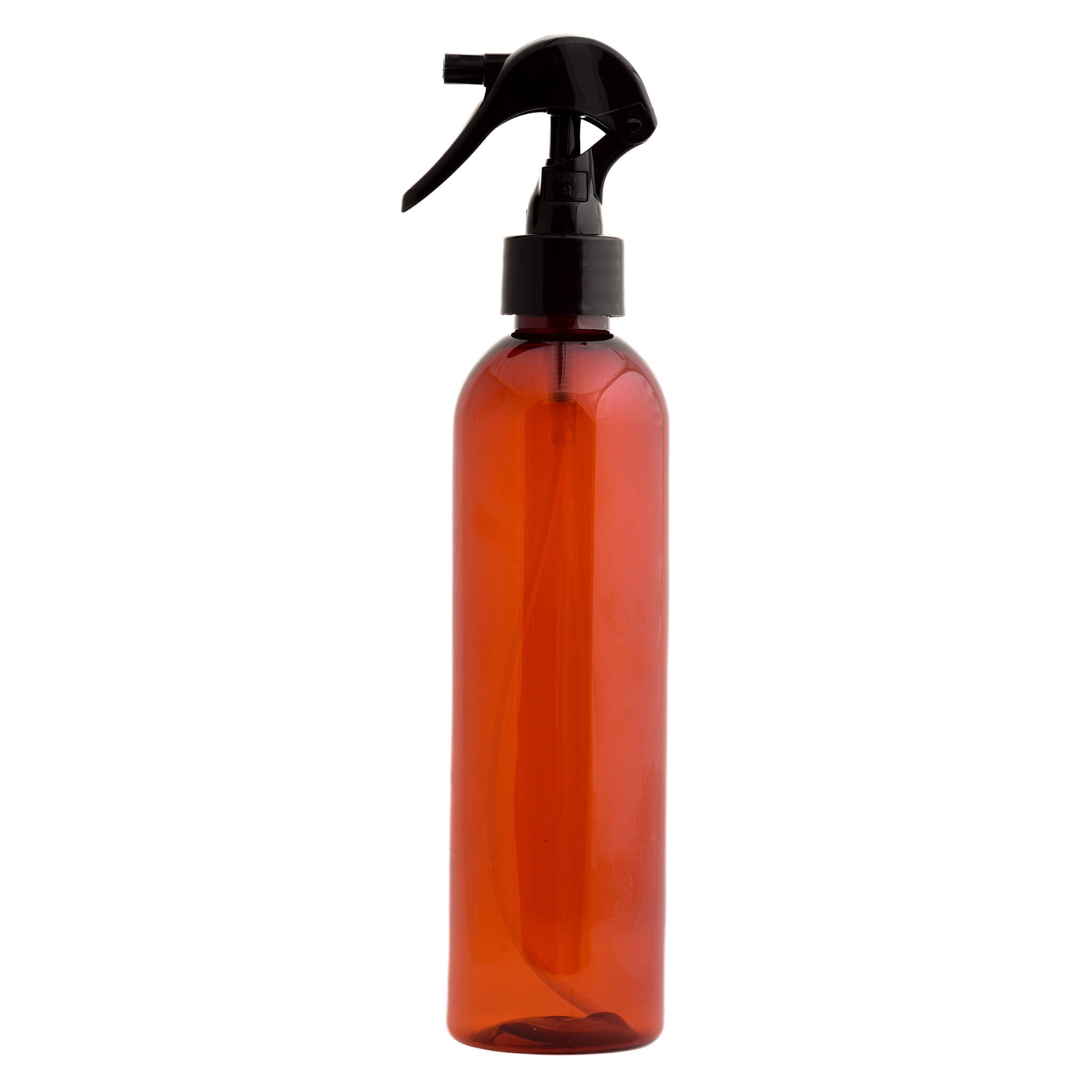 Amber Plastic Bottle with Black Mini Trigger Sprayer - 2oz Refillable Container for Essential Oils, Cleaning Solutions & DIY Crafts - Perfect for Home, Salon & Travel Use