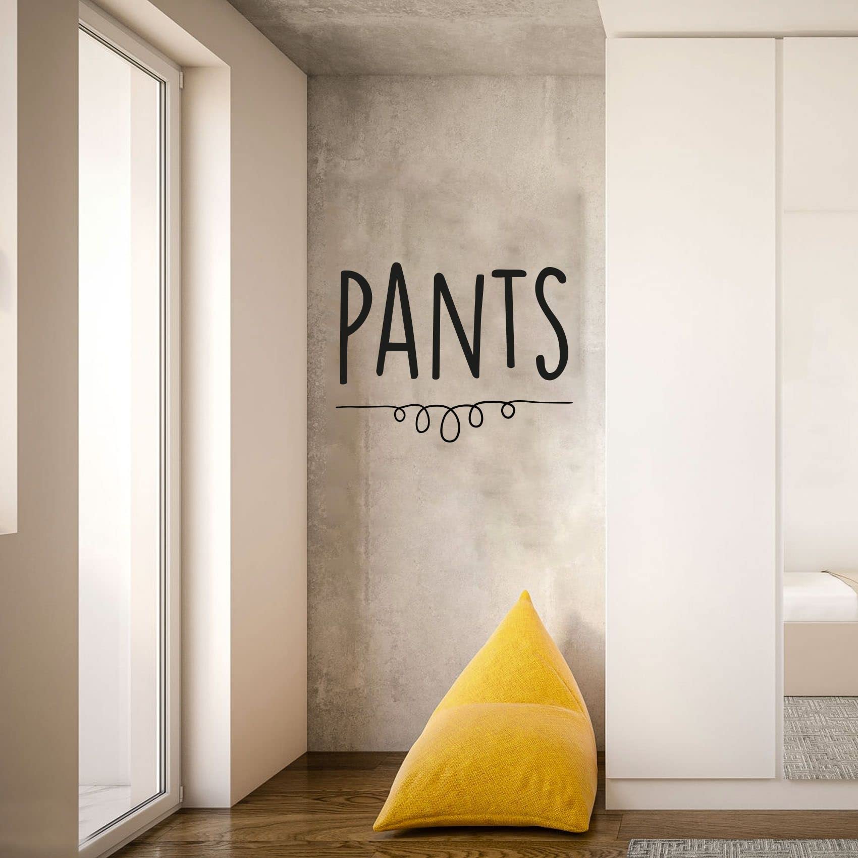Vinyl Wall Decal Sticker - 16x40 Inch Closet Pants & Shoe Storage Organizer Label for Wardrobe, Dresser & Dressing Room | Home Organization & Space Saving Solution