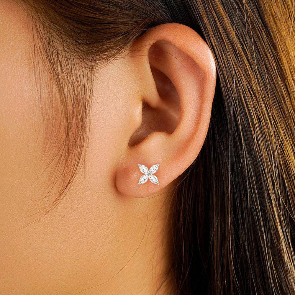1.5ct Bloom Moissanite Stud Earrings for Women - Durable & Hypoallergenic 14K Gold Plated Earrings for Daily Wear, Gift Giving & Special Occasions