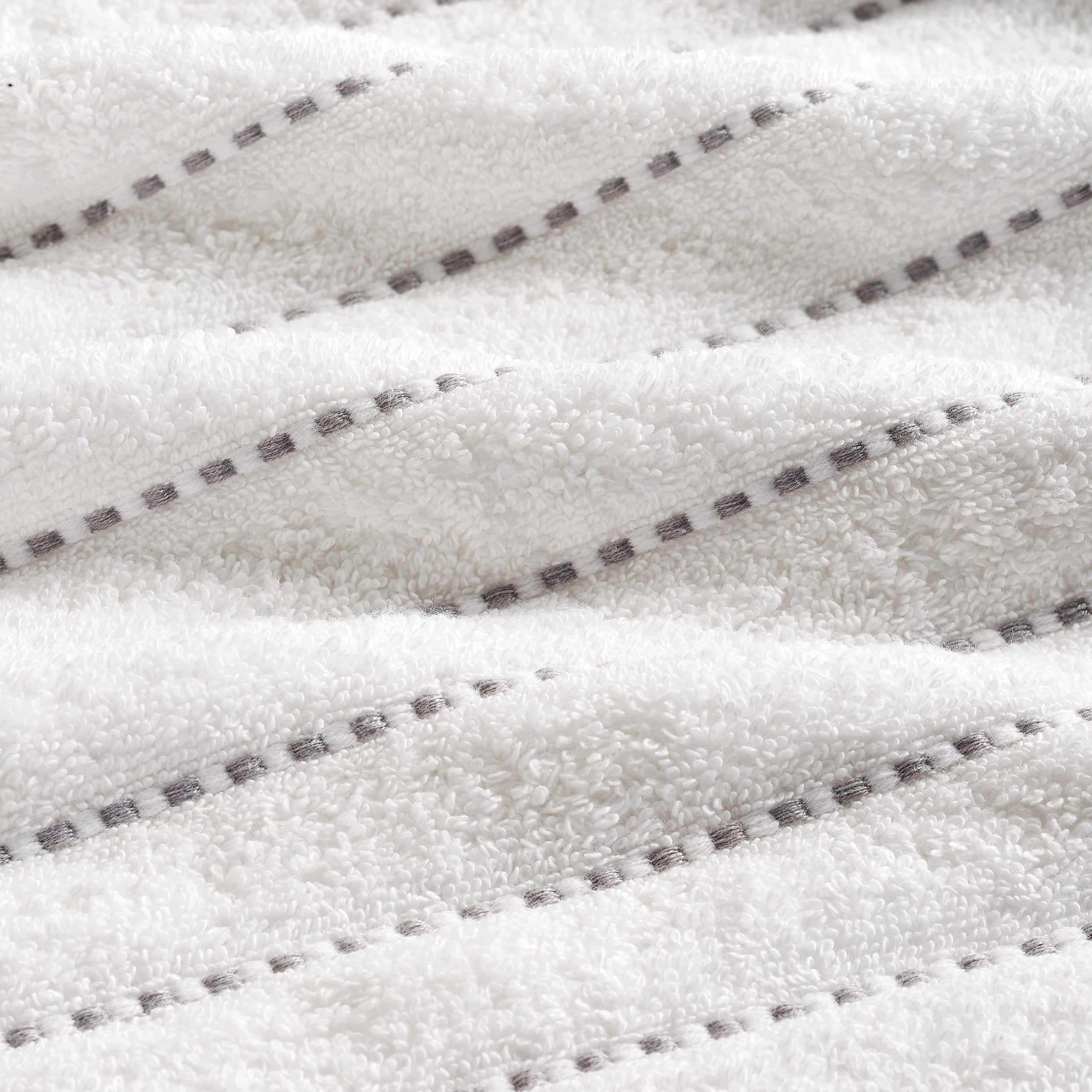 Organic Cotton Wave Plush Striped 16-Piece Bath Towel Set - Soft & Absorbent for Spa, Beach & Luxury Home Use