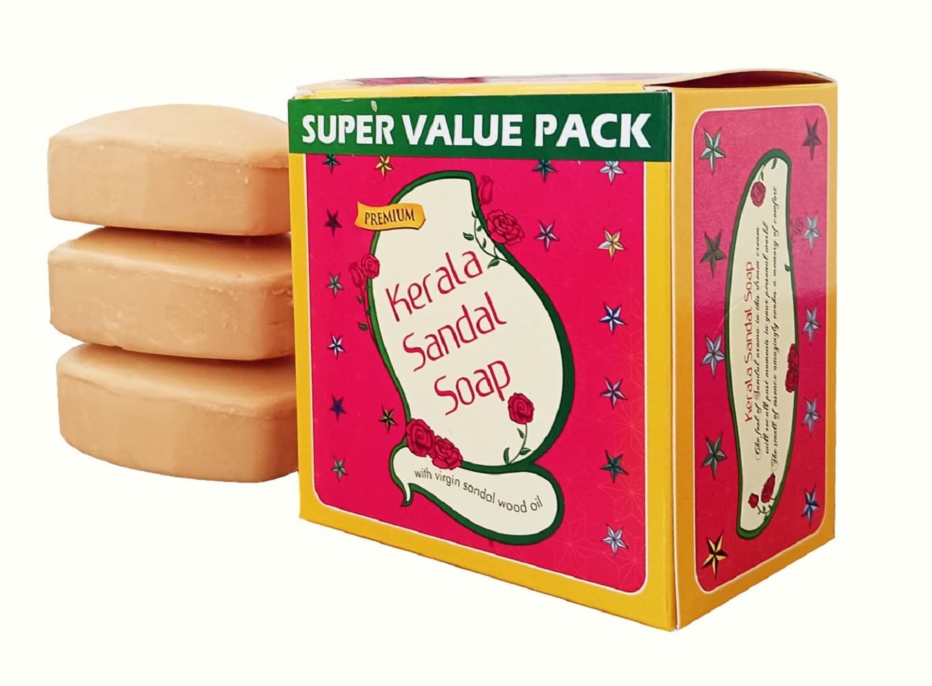 Kerala Sandal Soap Value Pack - 3 x 125g Natural Ayurvedic Soap Bars for Glowing Skin | Perfect for Daily Cleansing, Aromatherapy & Gift Sets