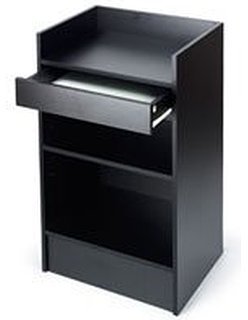 Black Melamine Garment Rack with Adjustable Shelves & Pull-Out Drawer - 24