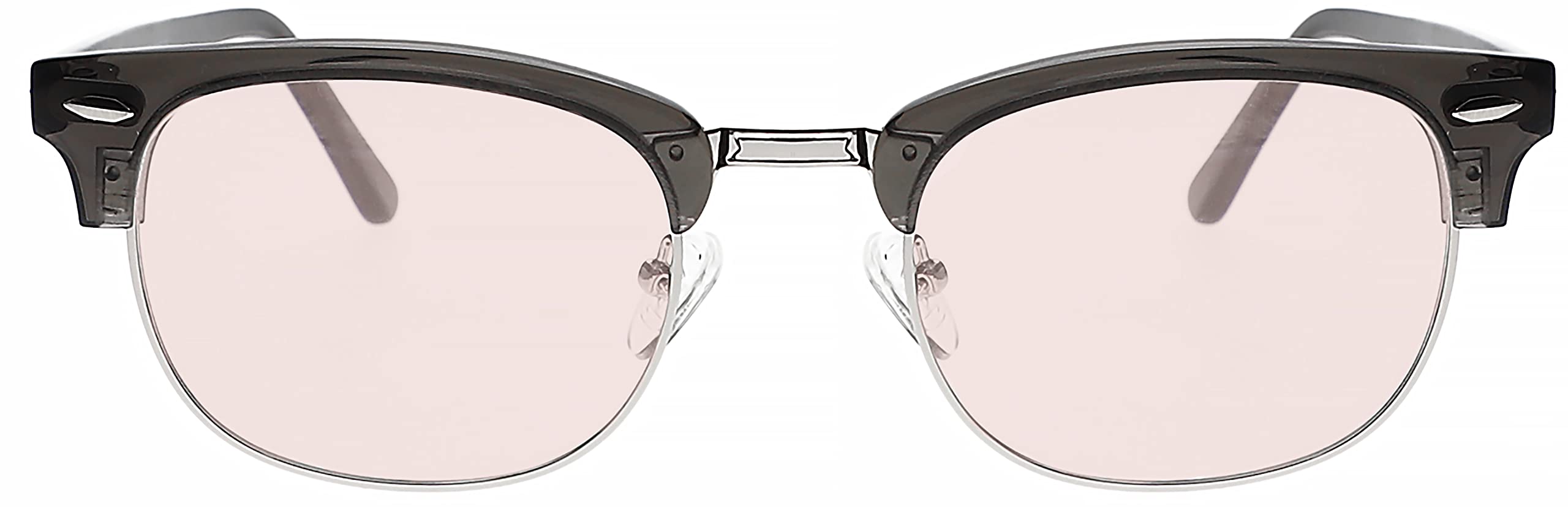 Pink Reading Glasses with Real Glass Lenses & Club Style Frame - Translucent Grey +2.50 Magnification | Perfect for Book Lovers, Office Work & Computer Use