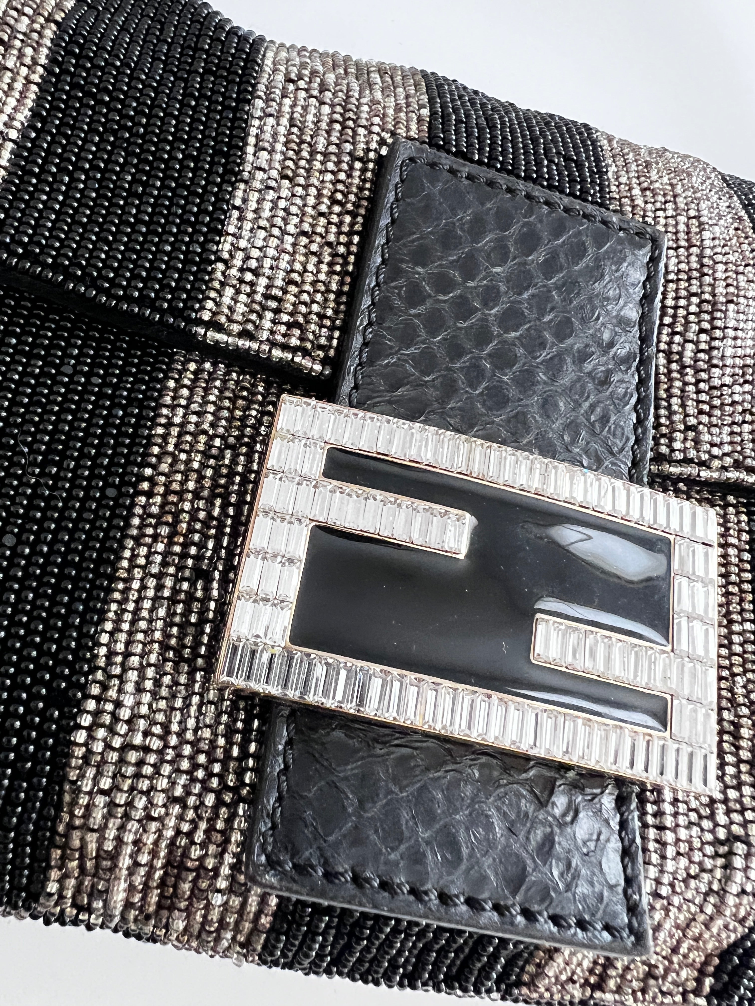 Vintage Fendi Beaded Stripe Baguette Bag - Authentic Pre-Owned Designer Handbag for Women | Perfect for Evening Parties, Weddings & Special Occasions