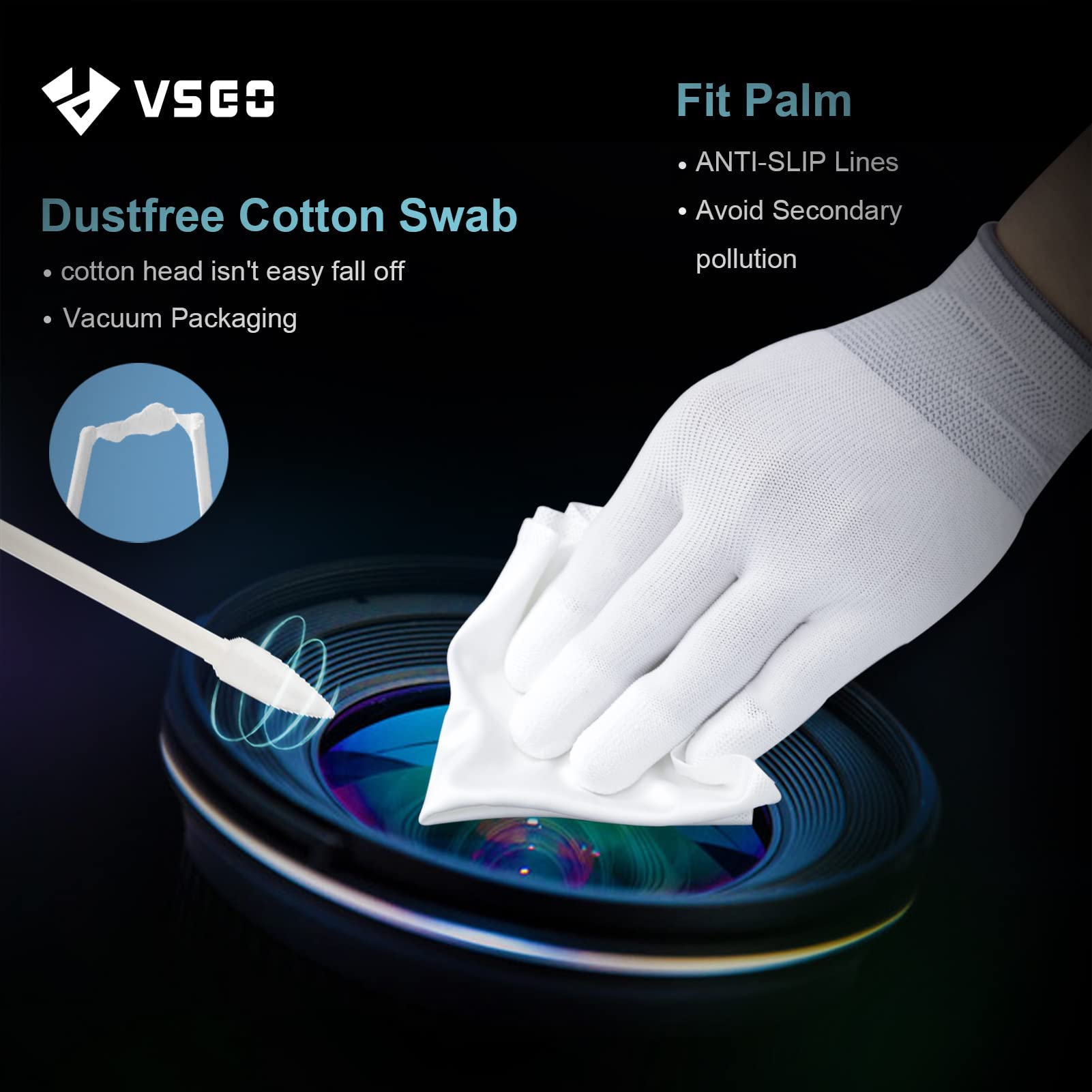 VSGO VS-A3E Professional Camera Cleaning Kit - Portable Bag, Air Blower, Lens Cleaning Pen, Spray, Cotton Swabs & Microfiber Cloth with V-B03E Outdoor Air Blower | Perfect for DSLR, Mirrorless & Action Camera Maintenance