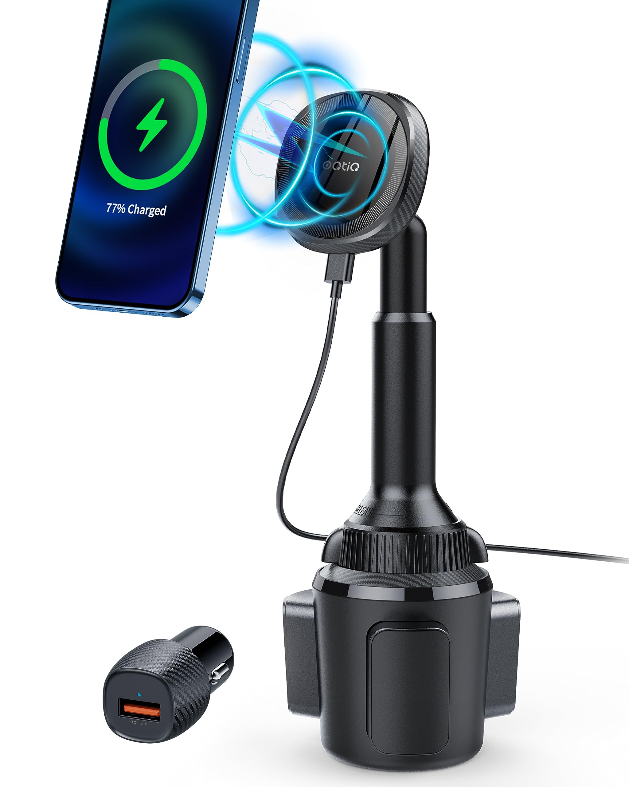Magnetic Car Phone Holder for iPhone 16/15/14 - Fast Wireless Charging with MagSafe & Cooling System - Perfect for Road Trips & Commuting