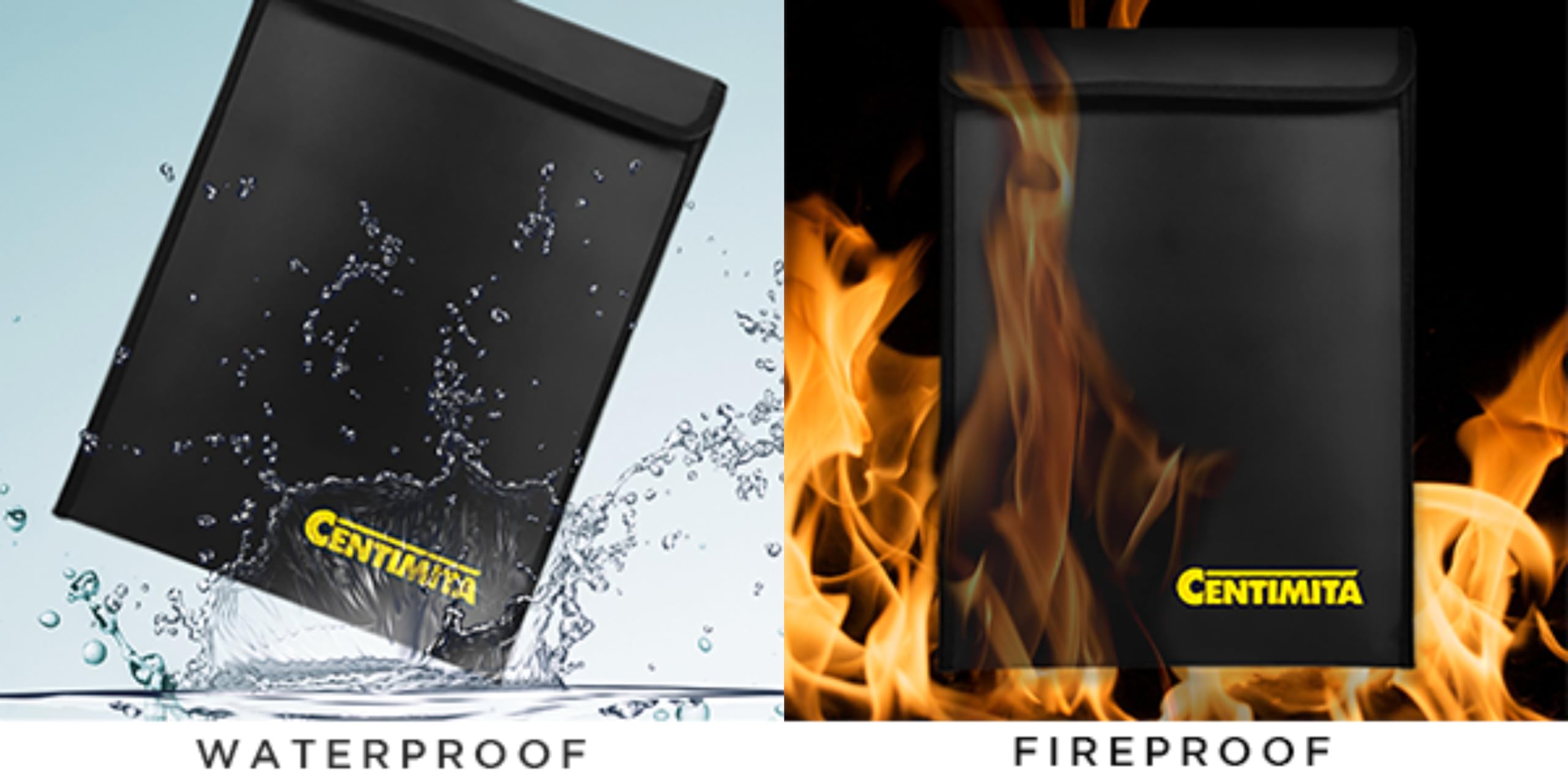 Fireproof Document Bag Waterproof Safe Folder - 2000℉ Fireproof Money Bag with Zipper & 3 Document Protectors, 15”x11” Fireproof/Waterproof Safe Pouch for Important Documents, Cash, Passports & Certificates - Ideal for Home, Office, Travel & Emergency Preparedness