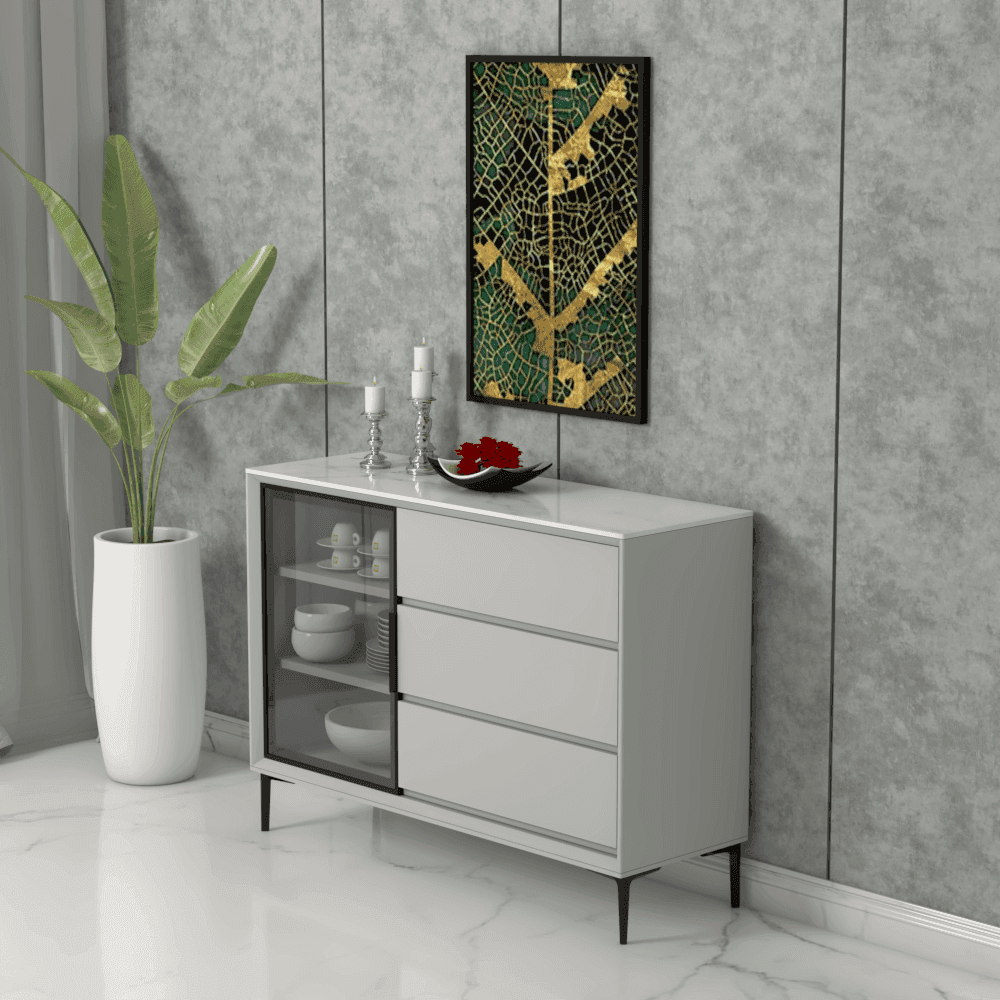 Milton Buffet Hutch - Elegant Wooden Sideboard with Storage for Dining Room, Kitchen & Living Room | Perfect for Displaying Dishes, Glassware & Home Decor