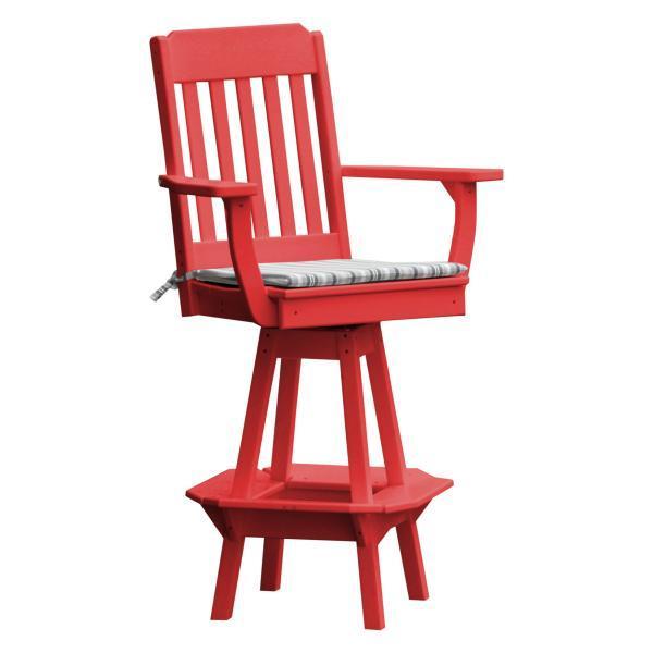 Vintage Swivel Bar Stool with Arms - Adjustable Height Counter Stool for Kitchen Island, Home Bar & Dining Room