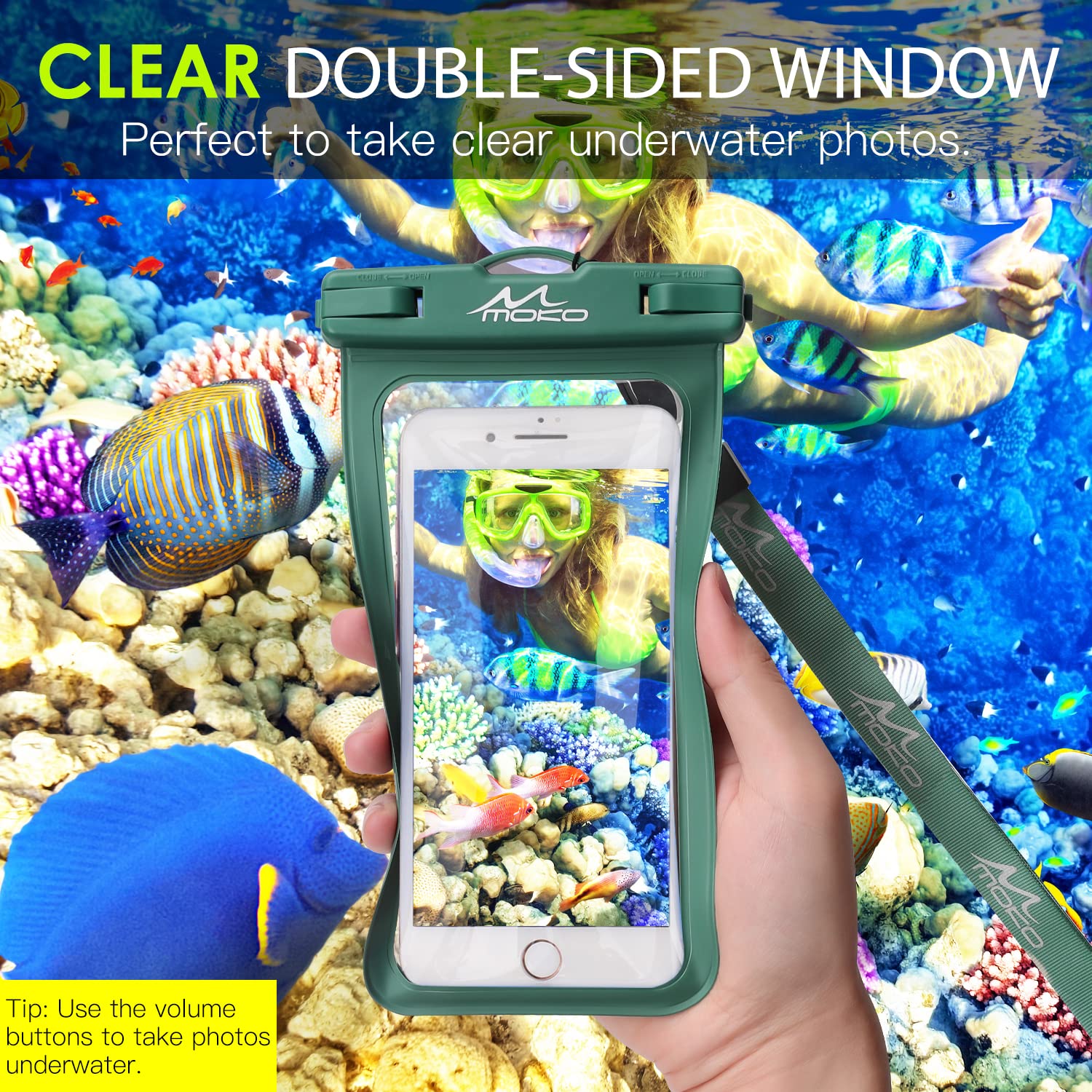 Waterproof Phone Pouch [2 Pack] - IPX8 Certified Underwater Dry Bag with Lanyard for iPhone 13/12/11 Pro Max, Galaxy S22/S21/20, Huawei P50 | Perfect for Swimming, Beach, Kayaking & Outdoor Adventures (Army Green + Black)
