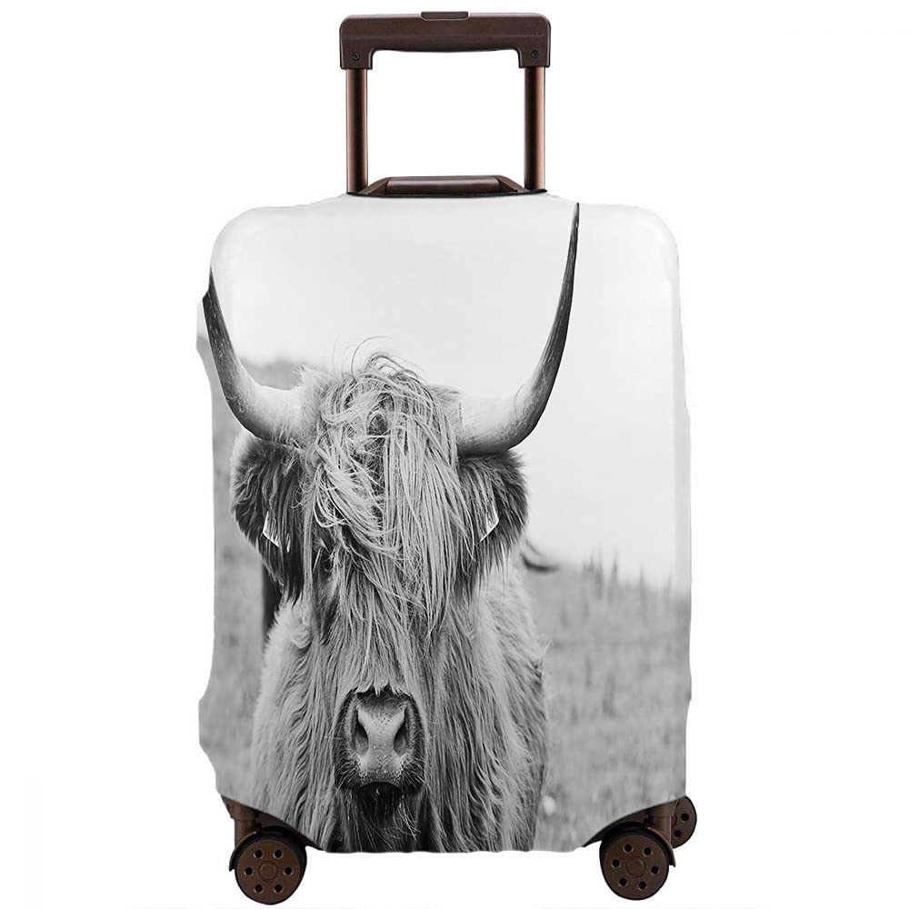 Wondertify Highland Cattle Luggage Cover - Scottish Hairy Cow Print Washable Suitcase Protector for 22-24 Inch Bags - Anti-Scratch Travel Accessory for Airplane, Train & Road Trips