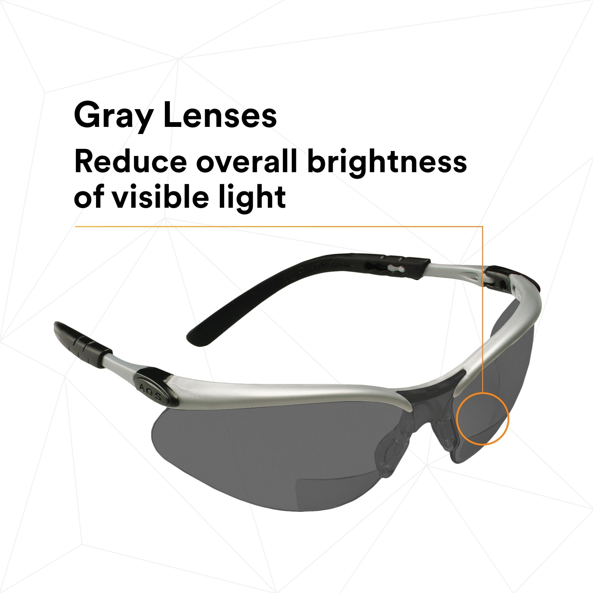 3M BX Reader Protective Eyewear 11378 00000 20 - Grey Lens & Silver Frame Safety Glasses for Reading, Computer Work, and DIY Projects