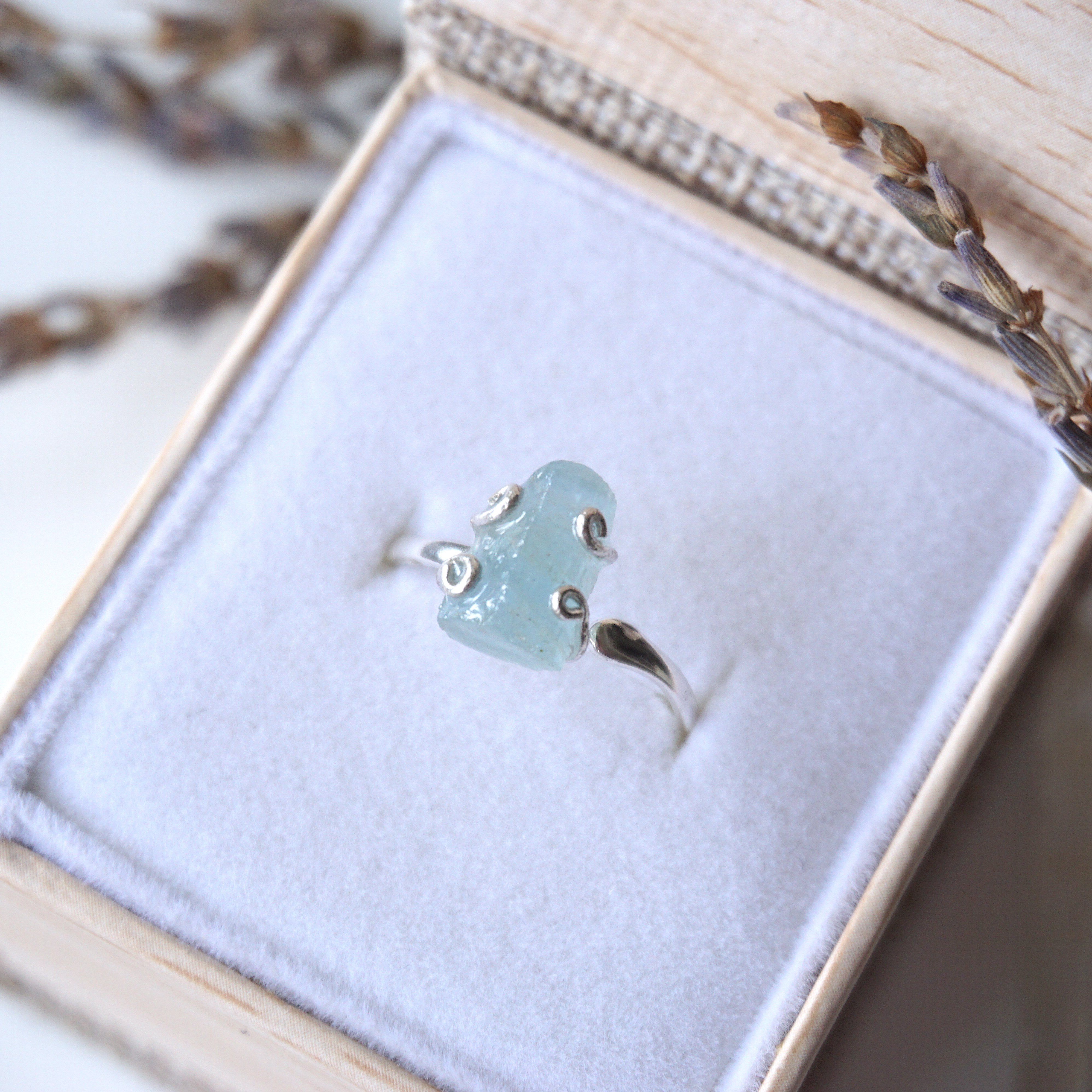 Elegant Aquamarine Adjustable Ring - Sterling Silver Jewelry for Women - Perfect for Weddings, Parties & Everyday Wear