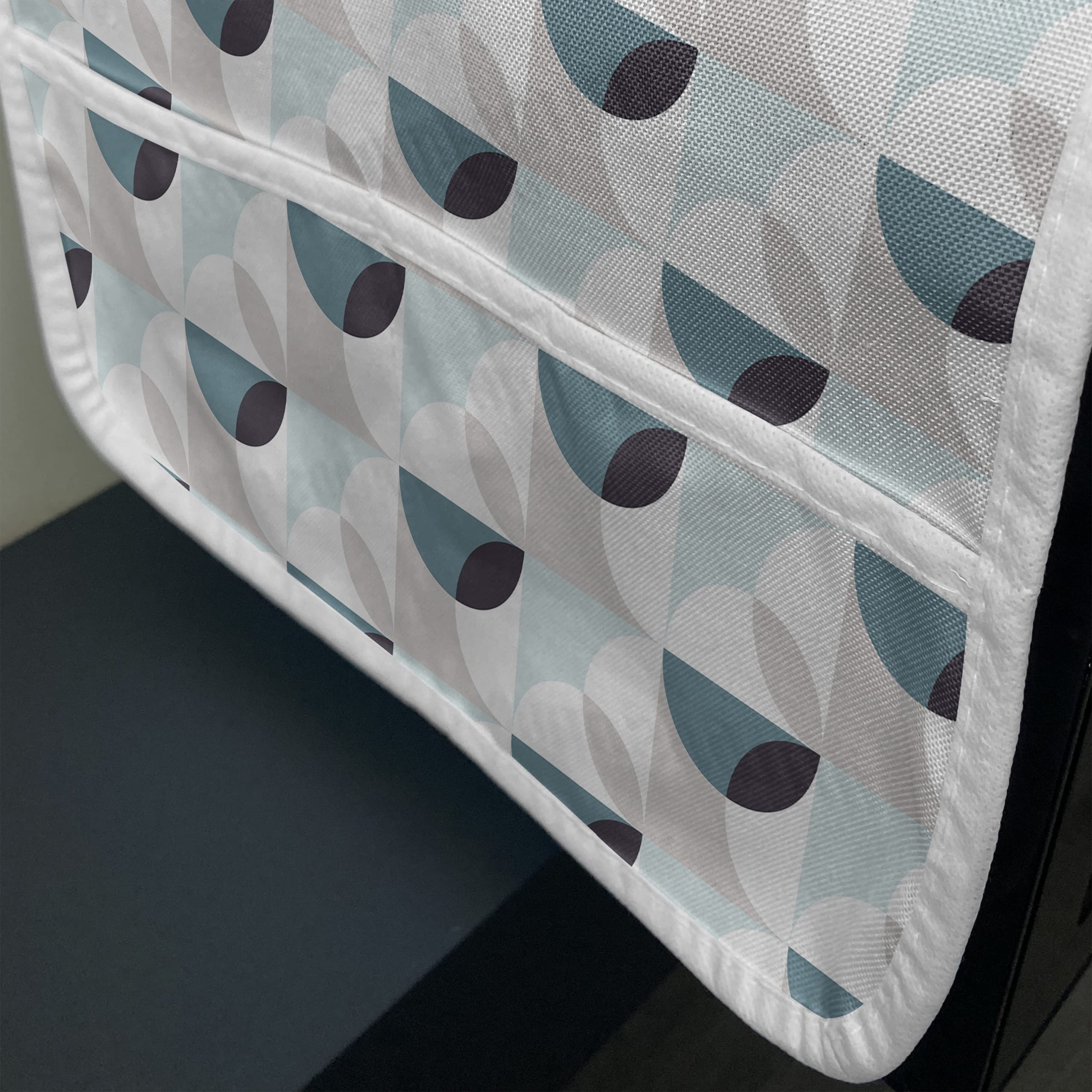 Ambesonne Abstract Microwave Cover - Waterproof Geometric Circles & Ovals Design, Modern Kitchen Organizer with Pockets, 36