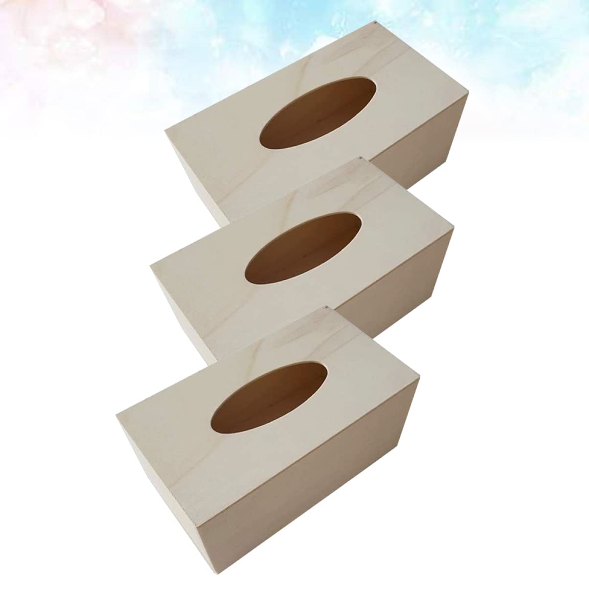 2PCS Wooden Tissue Box Cover - DIY Rectangular Napkin Holder for Home & Shop | Decorative Storage for Living Room, Bathroom, and Office