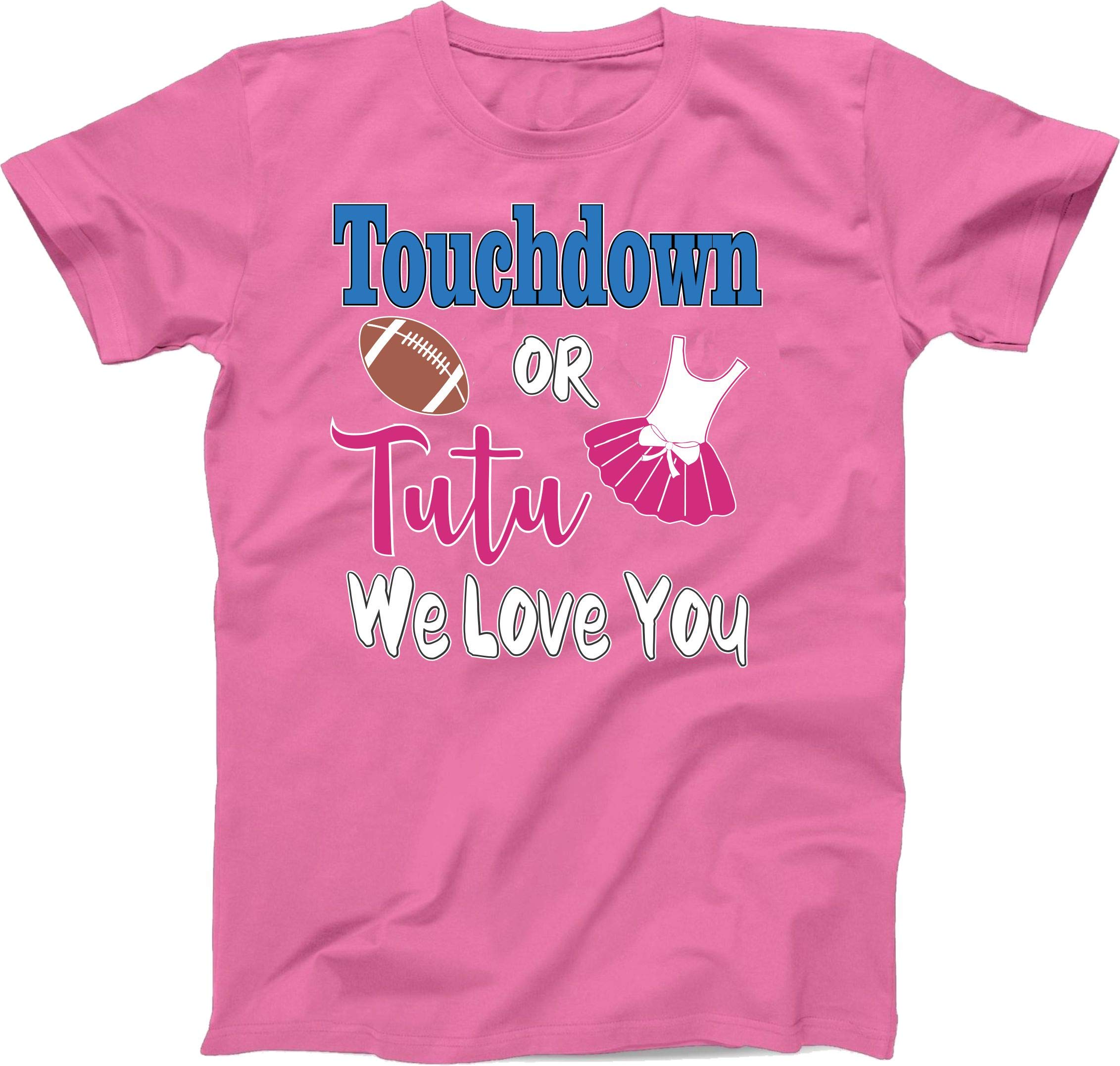 Gender Reveal Touchdown or Tutu Baby Shower T-Shirts - Pink or Blue Pregnancy Announcement Tees for Gender Reveal Parties & Baby Showers