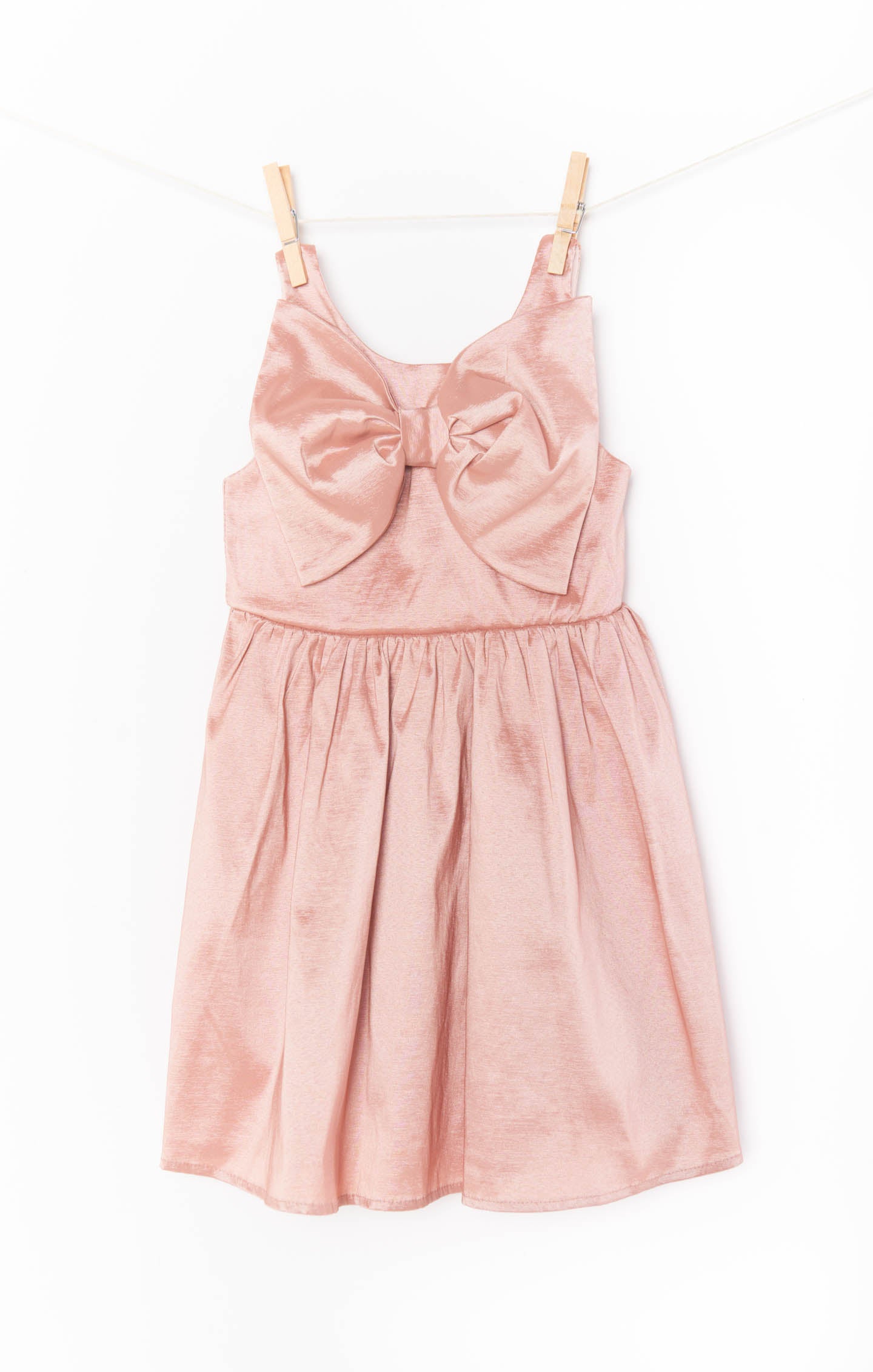 Elegant Bow Mini Dress in English Rose Taffeta - Perfect for Cocktail Parties & Special Occasions
