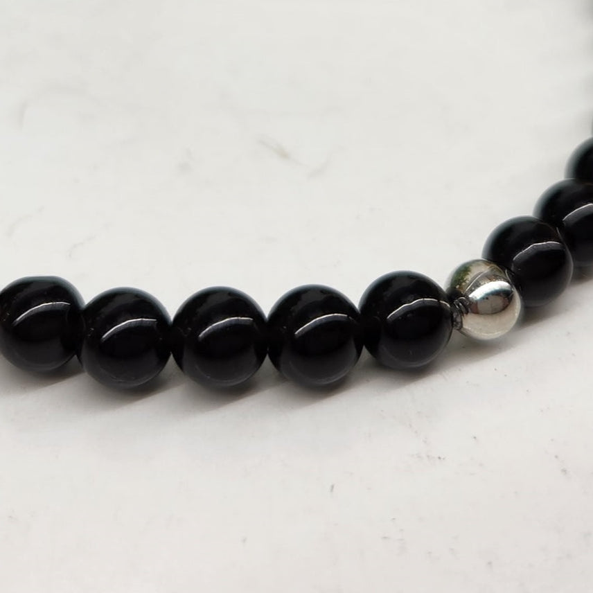 Black Tourmaline Stretch Bracelet for Women - Healing Crystal Beaded Elastic Wristband for Protection, Stress Relief & Positive Energy - Perfect for Yoga, Meditation & Everyday Wear