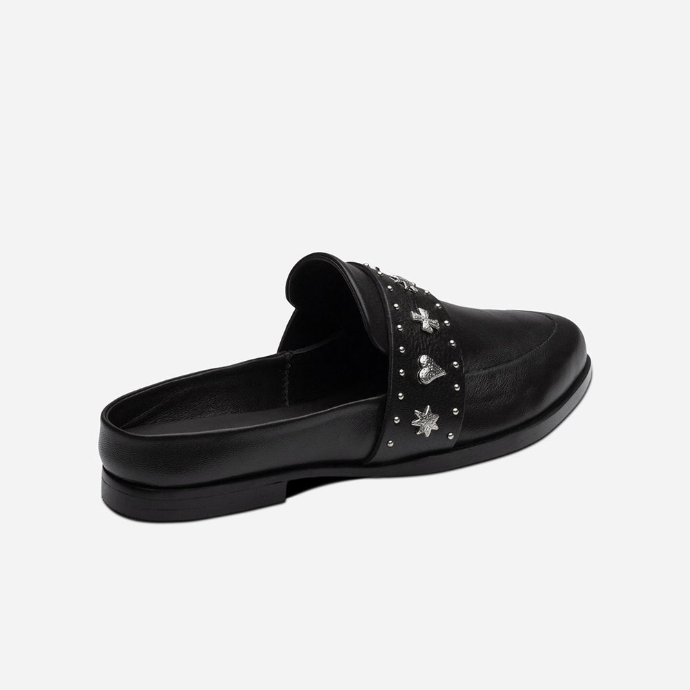 Tuesday Slide Black/Silver Hearts - Stylish Women's Casual Slip-On Shoes for Everyday Wear | Perfect for Work, Shopping & Travel