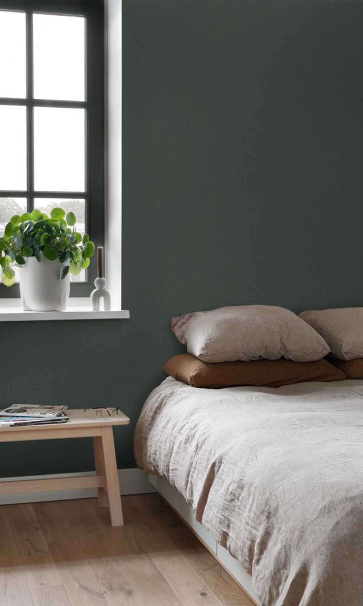 Dark Green Blush Linen Texture Plain Wallpaper R9409 - Self-Adhesive Peel and Stick Wallpaper for Bedroom, Living Room, Kitchen, Office Decor