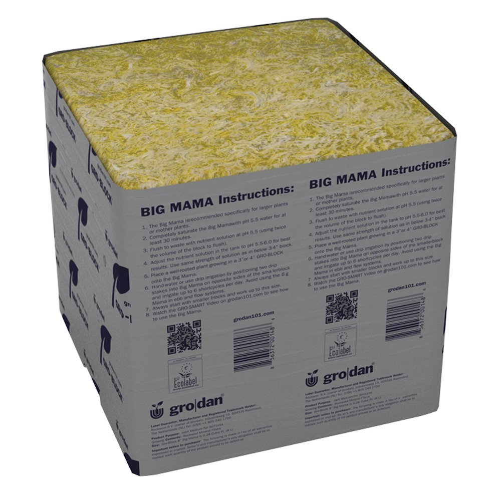 Grodan Wholesale Case of 18 GRO-Blocks Big Mama Hydroponic Plant Containers for Indoor Gardening & Commercial Greenhouses