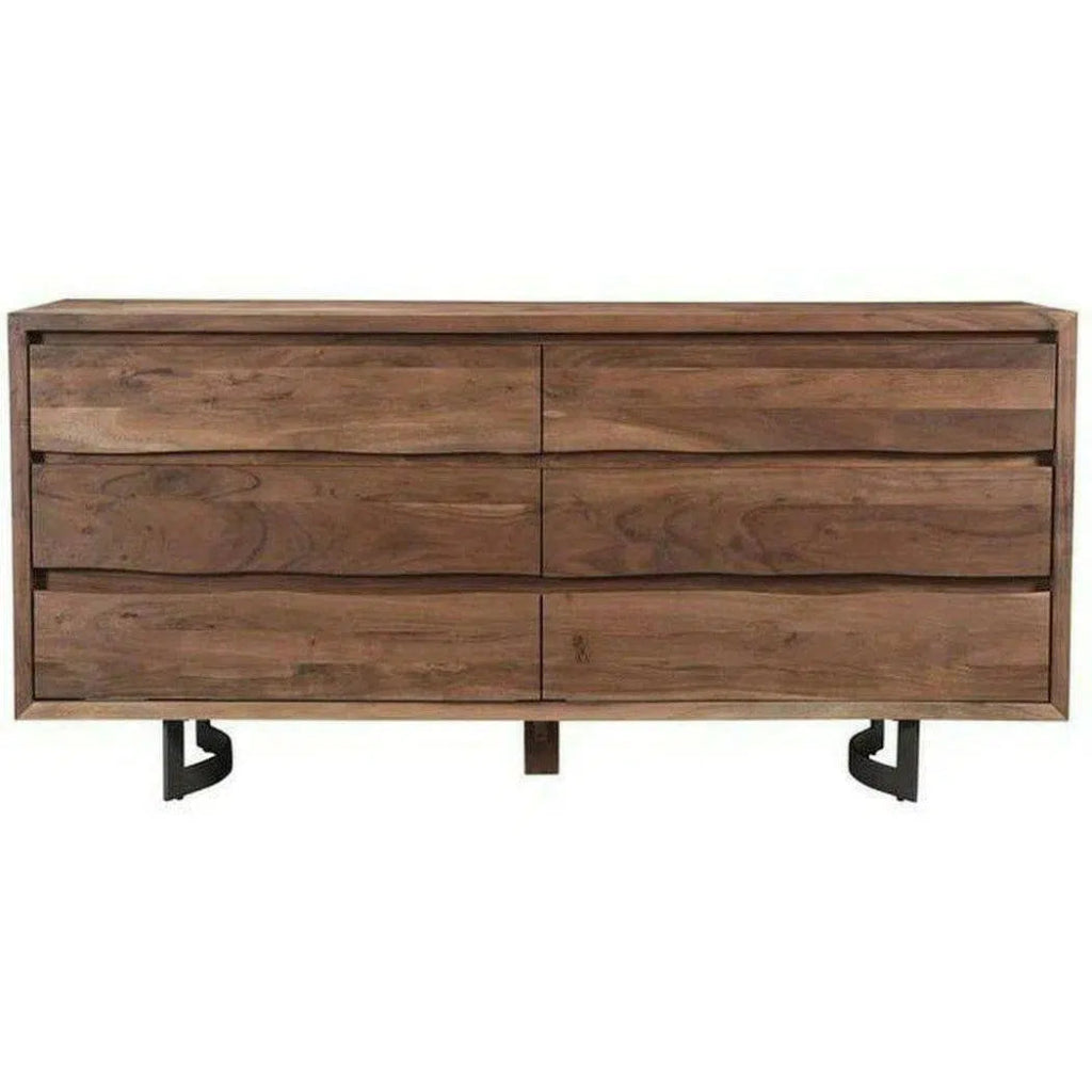 72 Inch Dresser Smoked Brown Industrial - Modern Rustic Wooden Chest of Drawers for Bedroom Storage & Organization